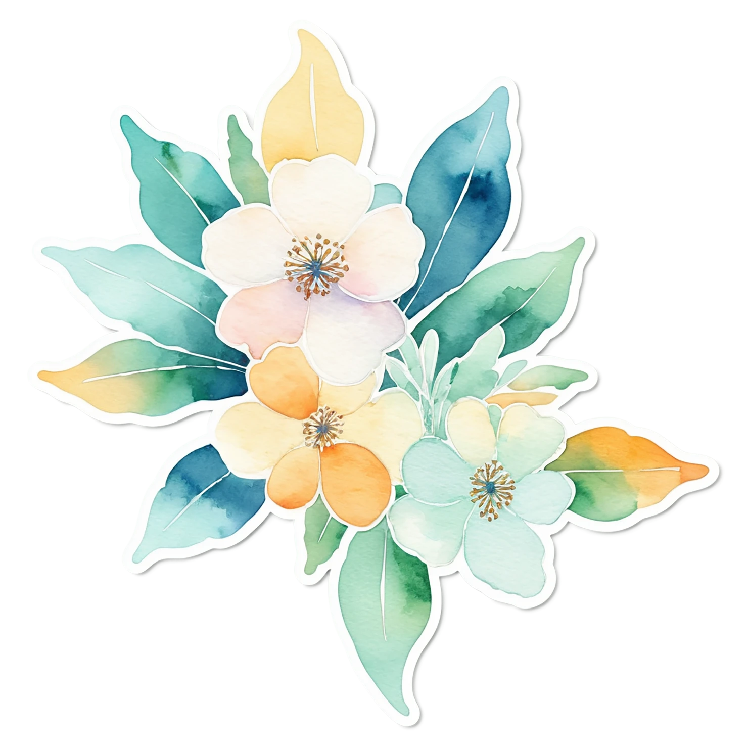 Floral watercolor sticker isolated on transparent background #16421
