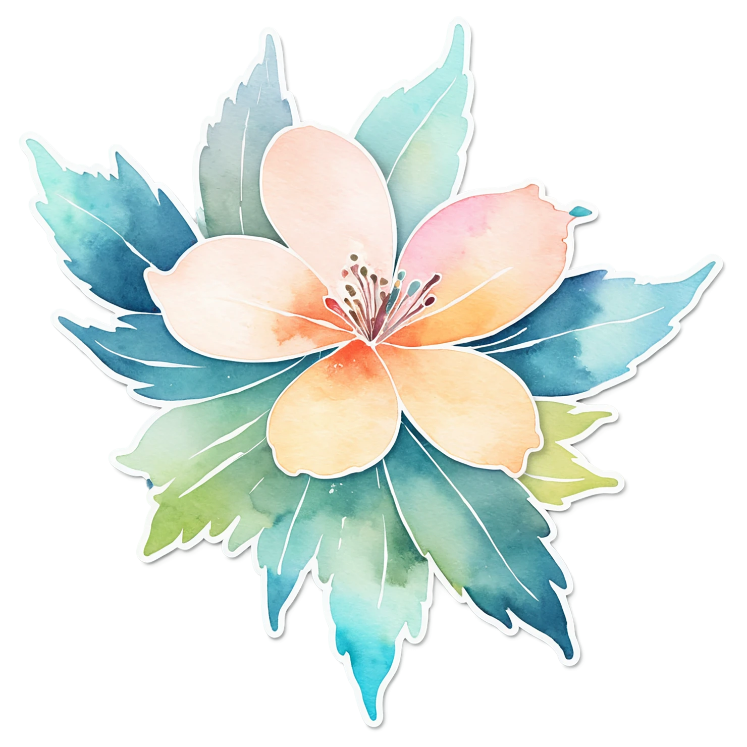 Floral watercolor sticker isolated on transparent background #16423