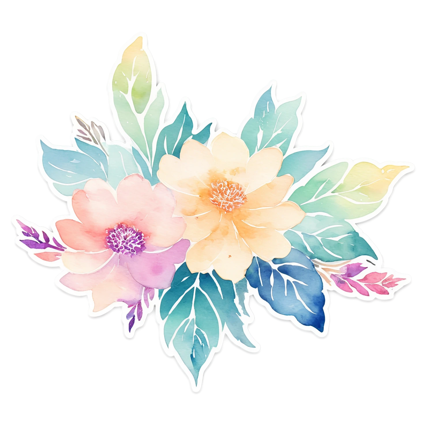 Floral watercolor sticker isolated on transparent background #16424