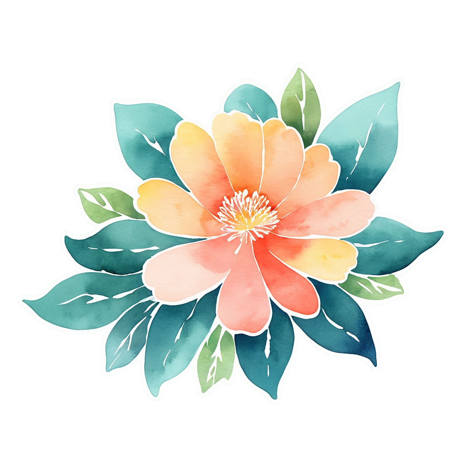 Floral watercolor sticker isolated on transparent background #16426
