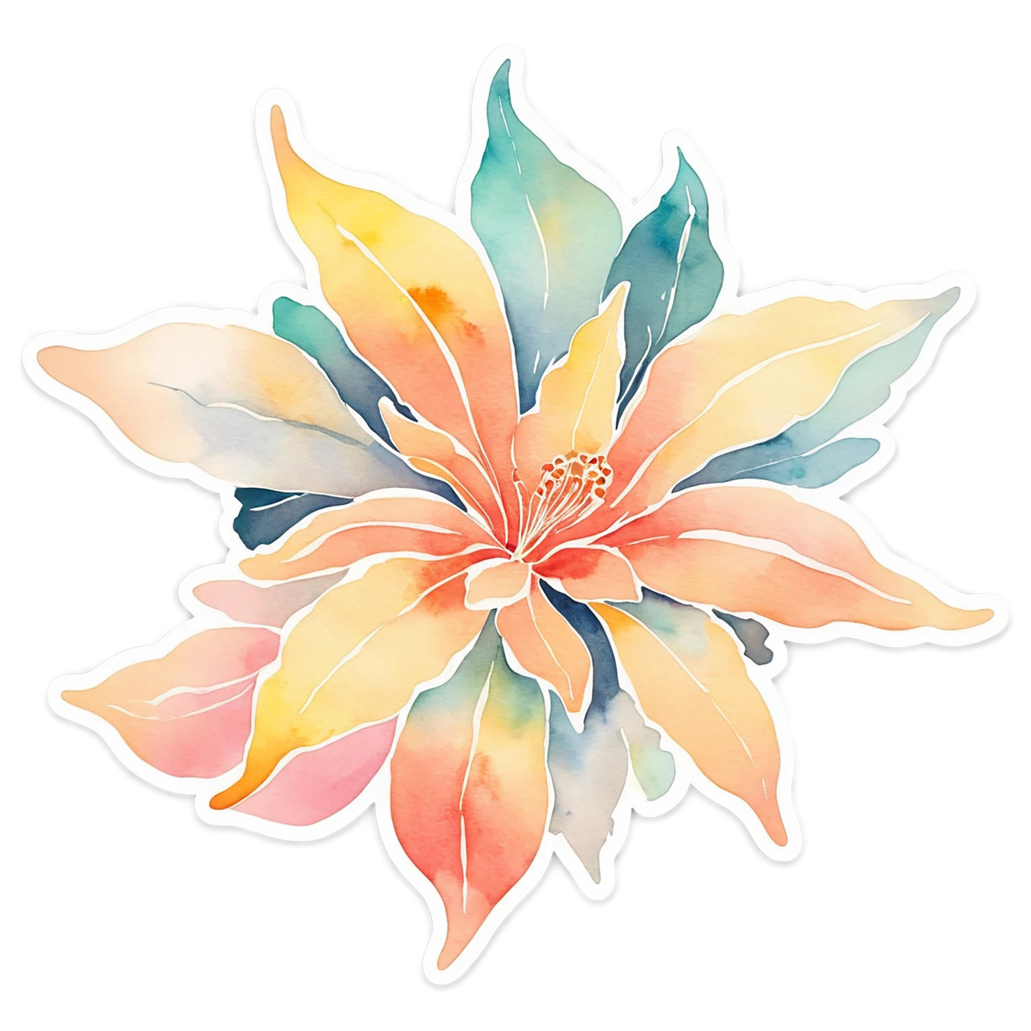 Floral watercolor sticker isolated on transparent background #16427