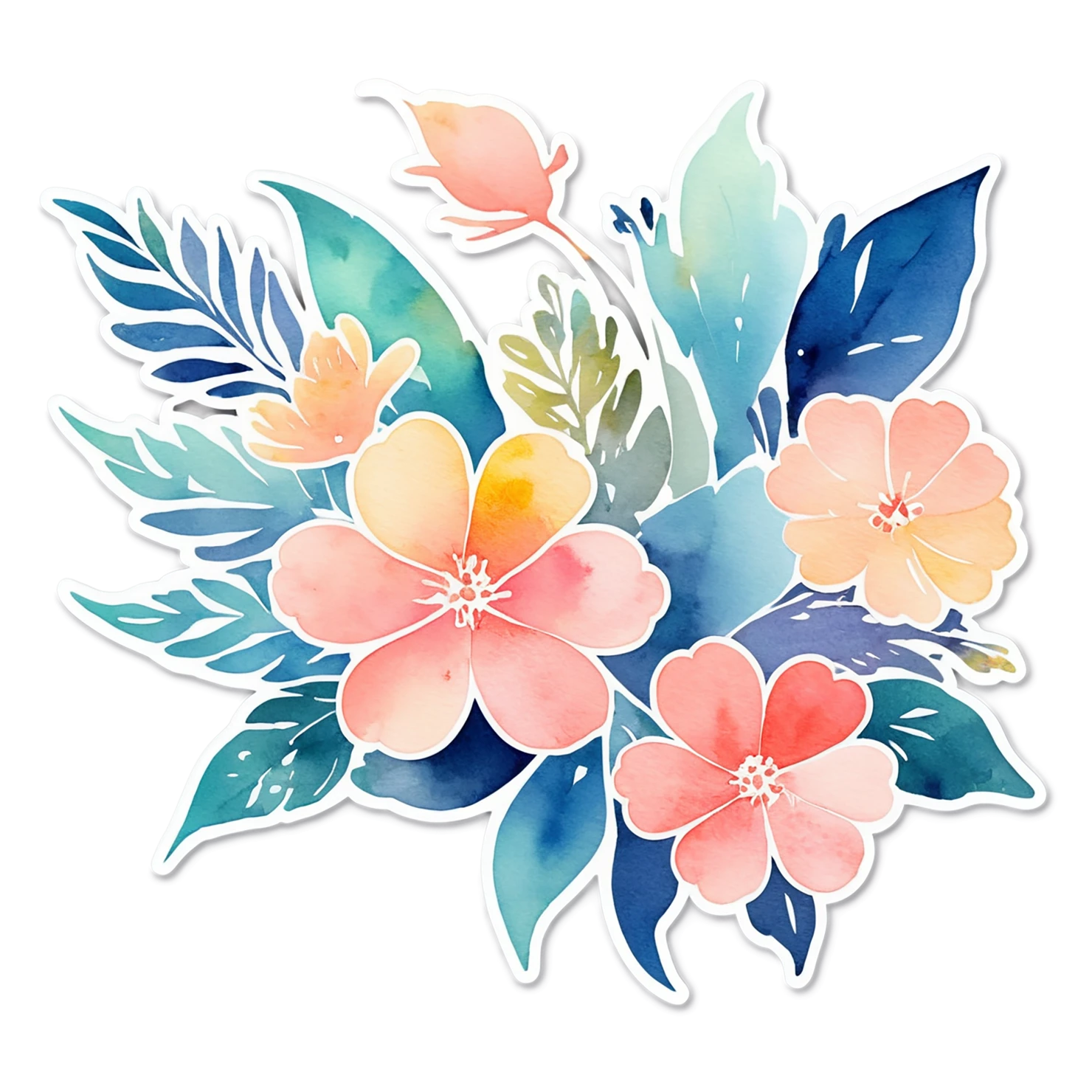 Floral watercolor sticker isolated on transparent background #16428