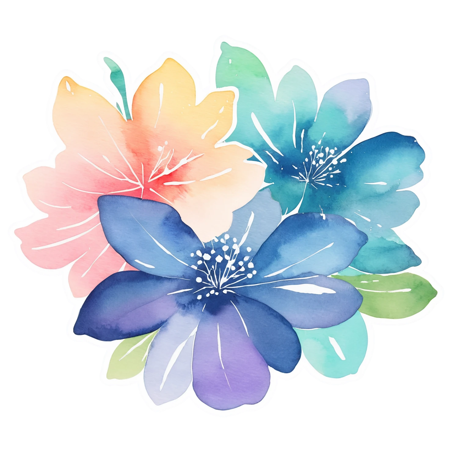 Floral watercolor sticker isolated on transparent background #16431