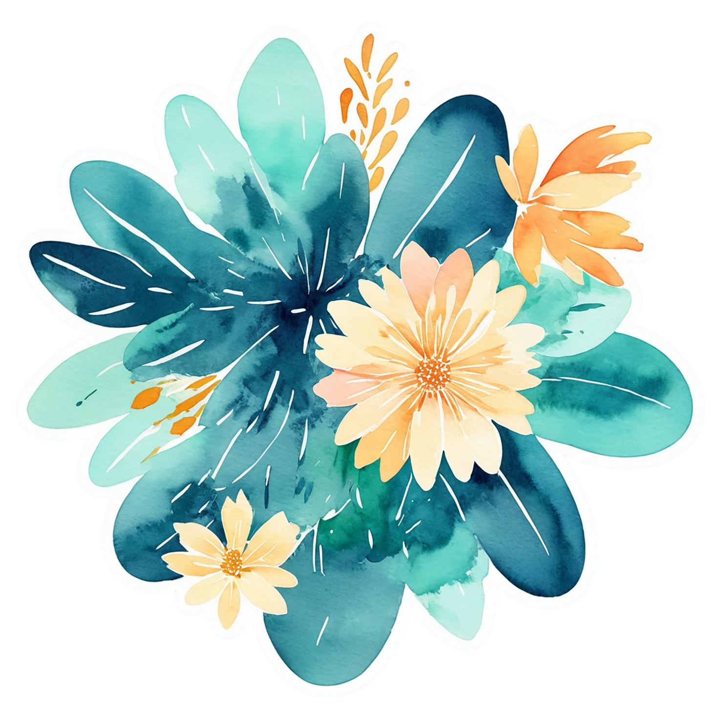 Floral watercolor sticker isolated on transparent background #16436