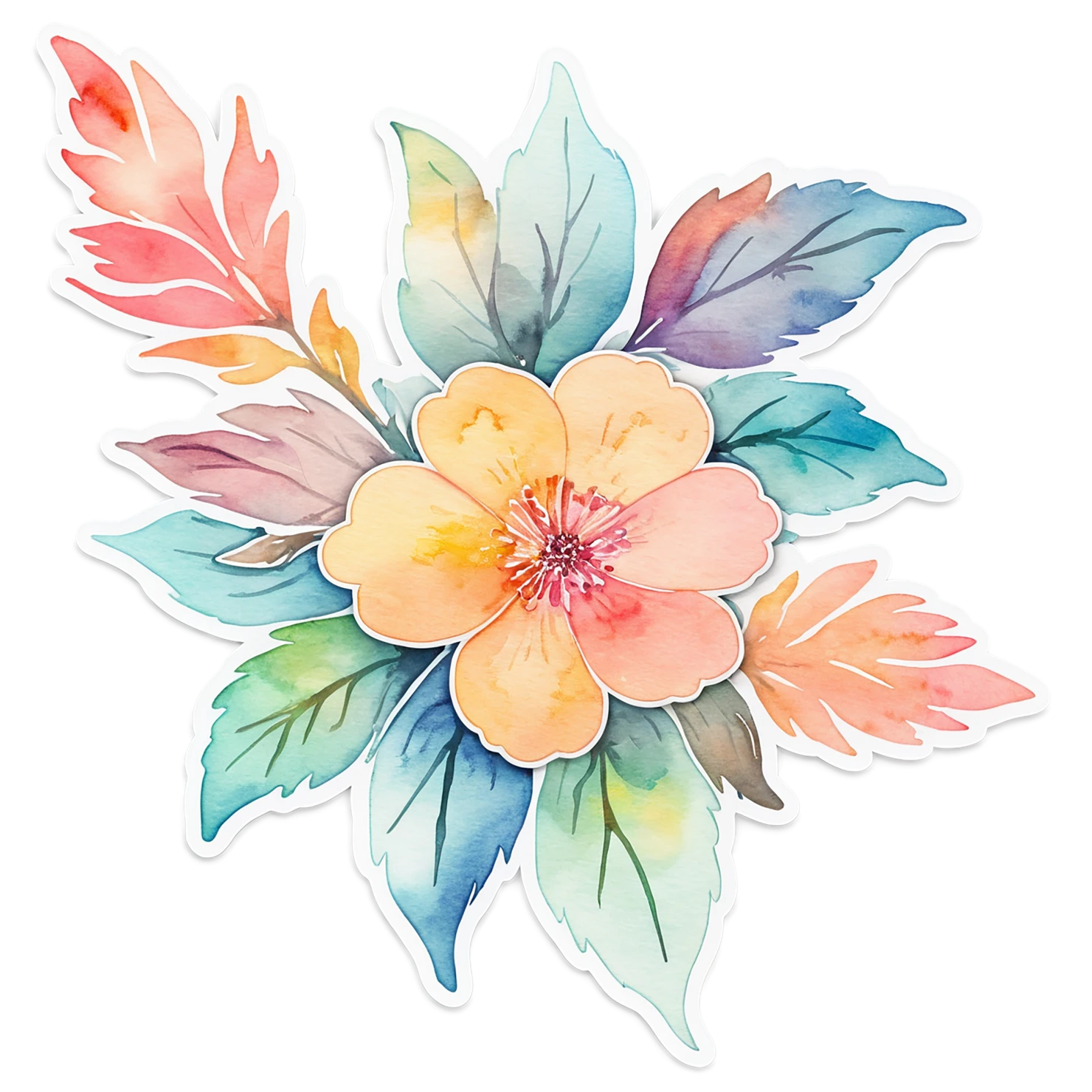Floral watercolor sticker isolated on transparent background #16439