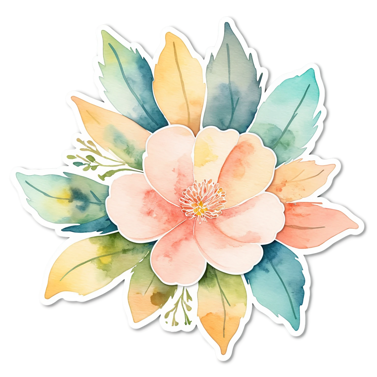 Floral watercolor sticker isolated on transparent background #16441