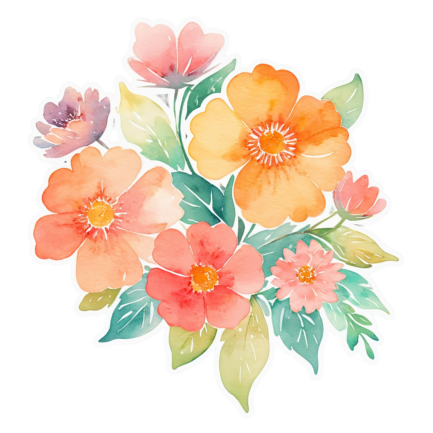 Floral watercolor sticker isolated on transparent background #16443