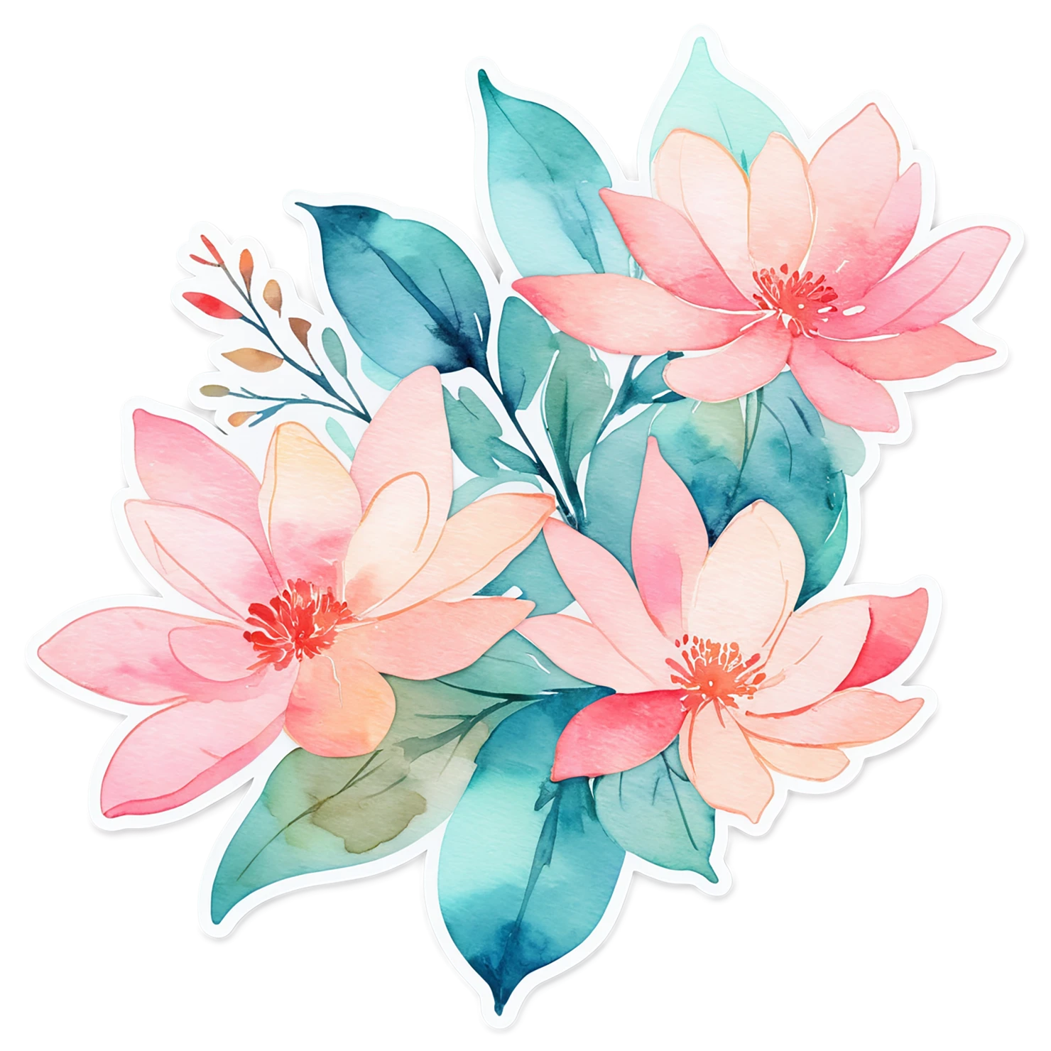 Floral watercolor sticker isolated on transparent background #16448
