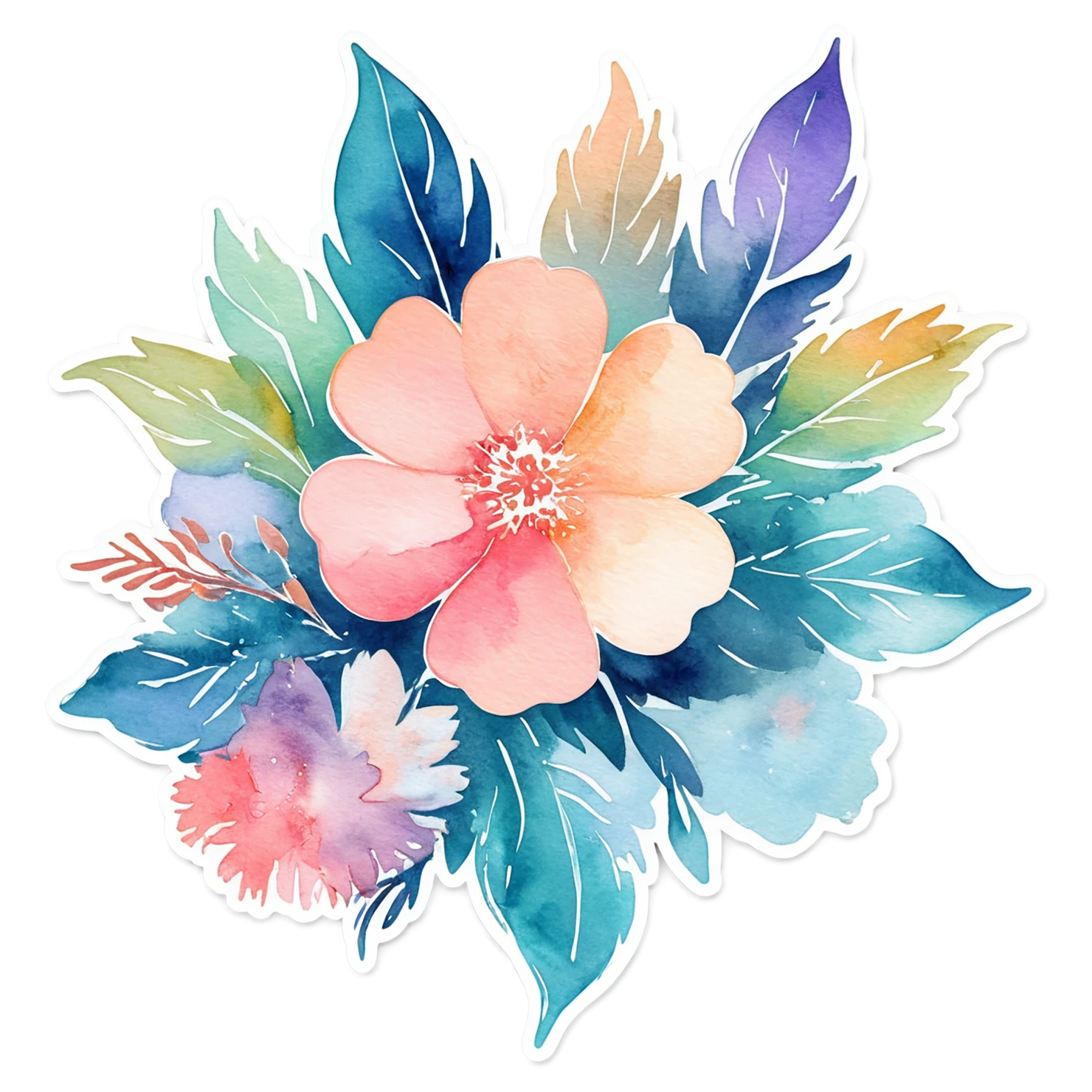 Floral watercolor sticker isolated on transparent background #16450