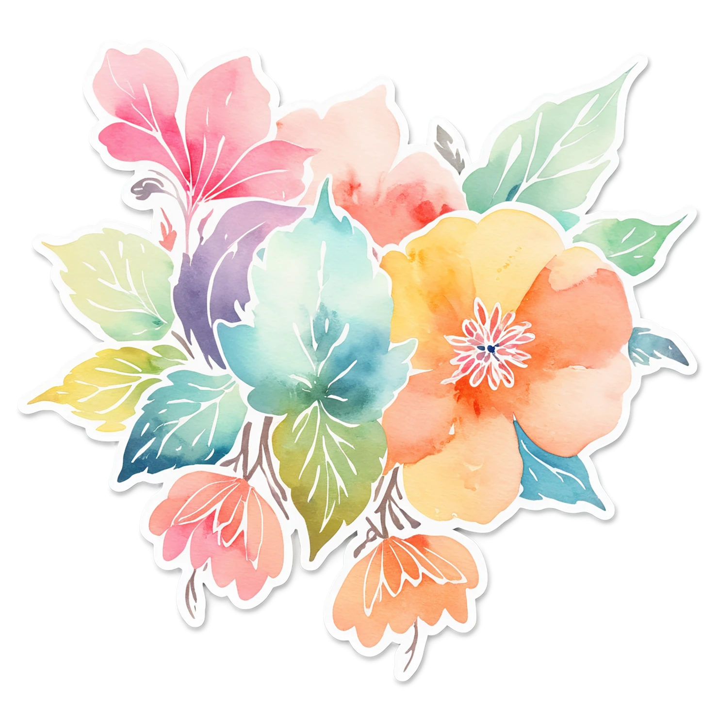 Floral watercolor sticker isolated on transparent background #16454