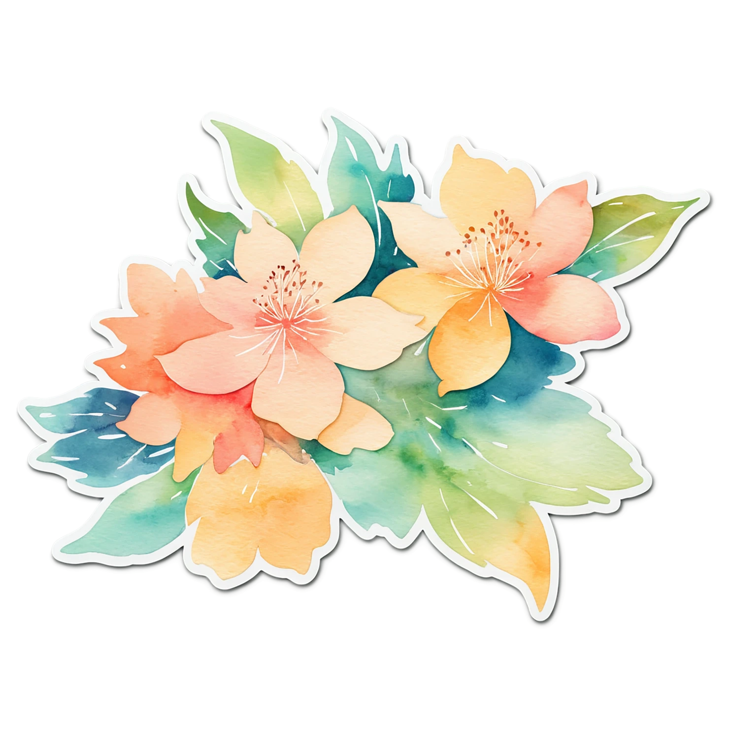 Floral watercolor sticker isolated on transparent background #16460