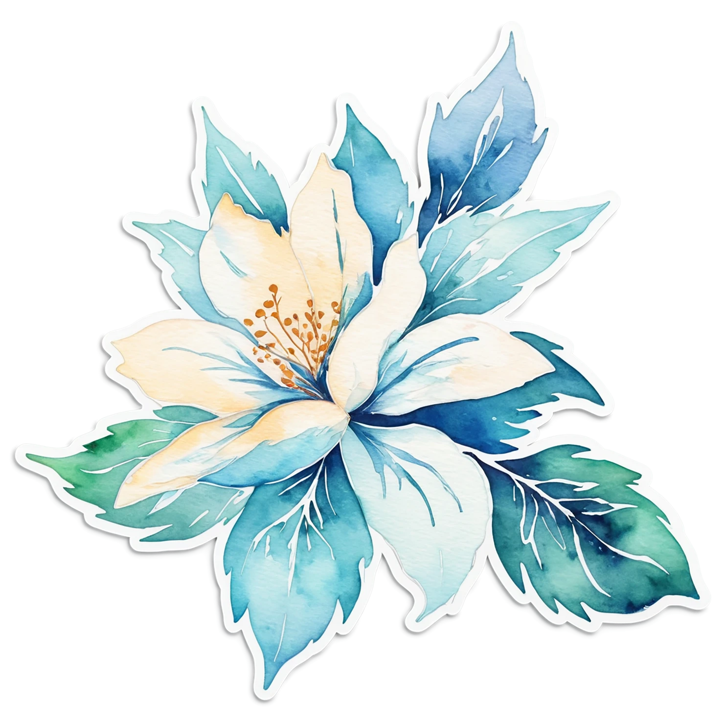 Floral watercolor sticker isolated on transparent background #16461