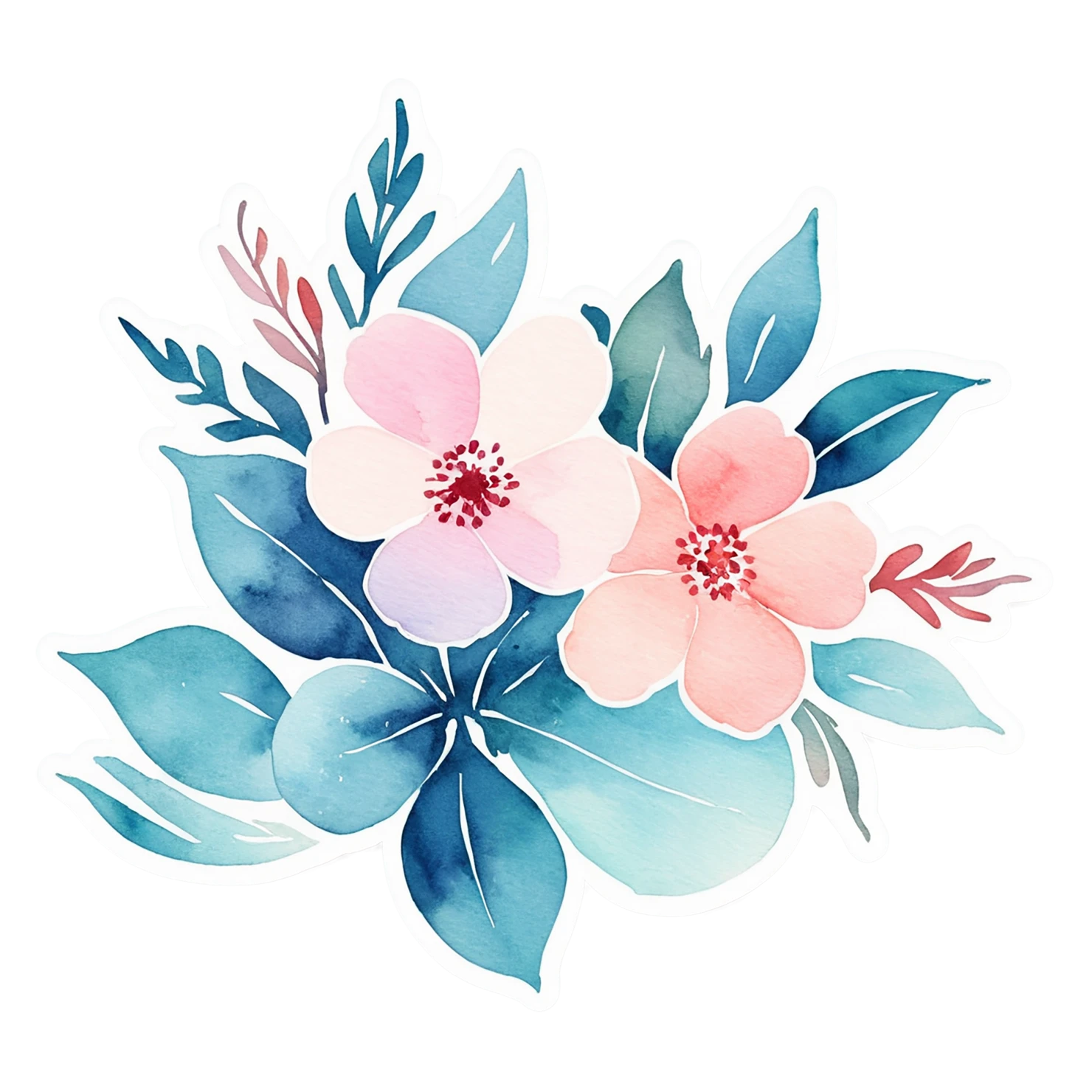 Floral watercolor sticker isolated on transparent background #16462