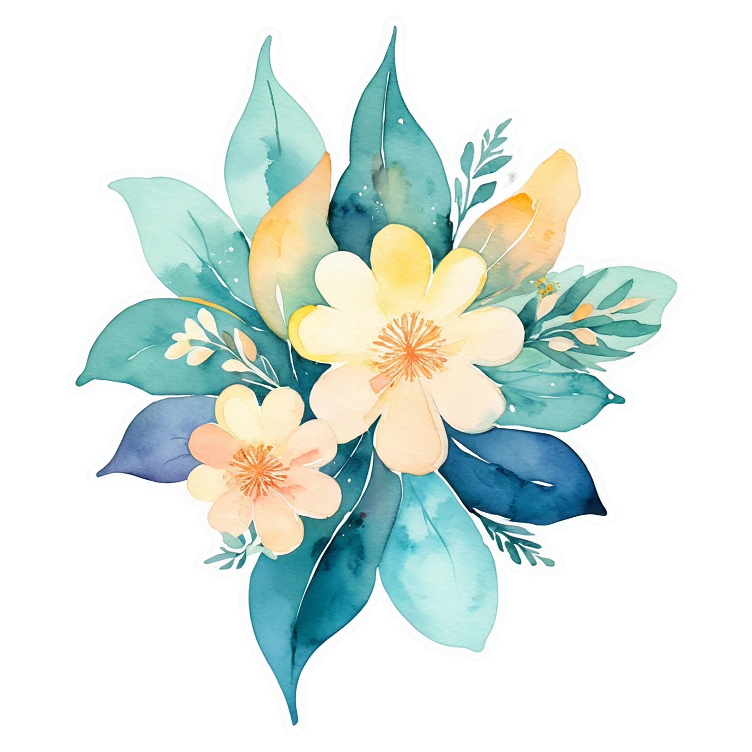 Floral watercolor sticker isolated on transparent background #16463