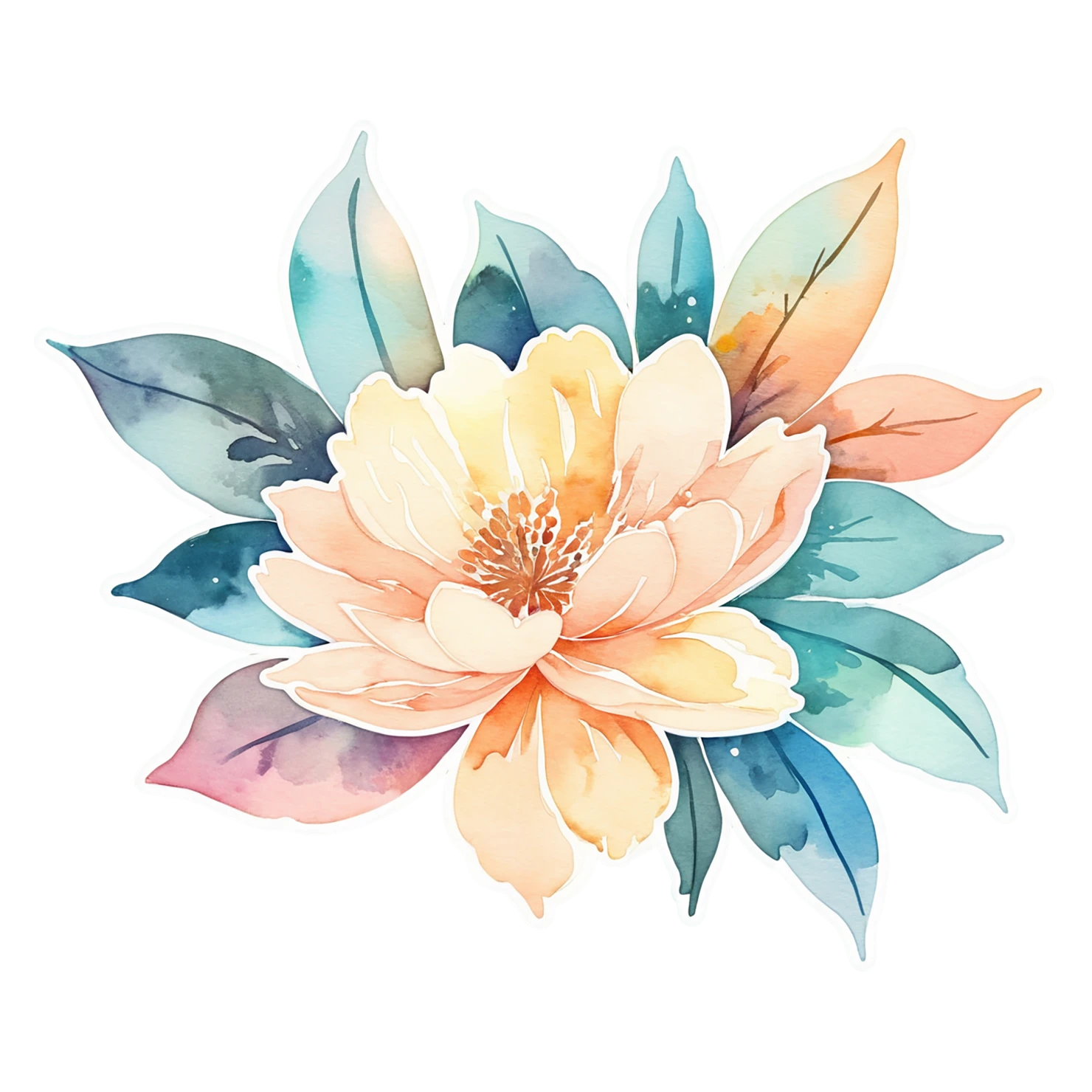 Floral watercolor sticker isolated on transparent background #16464