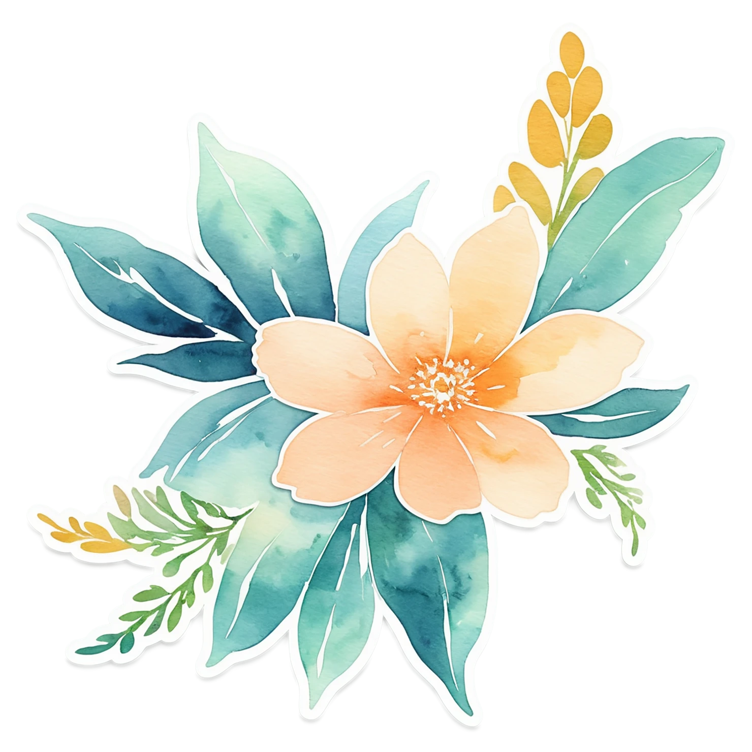 Floral watercolor sticker isolated on transparent background #16465