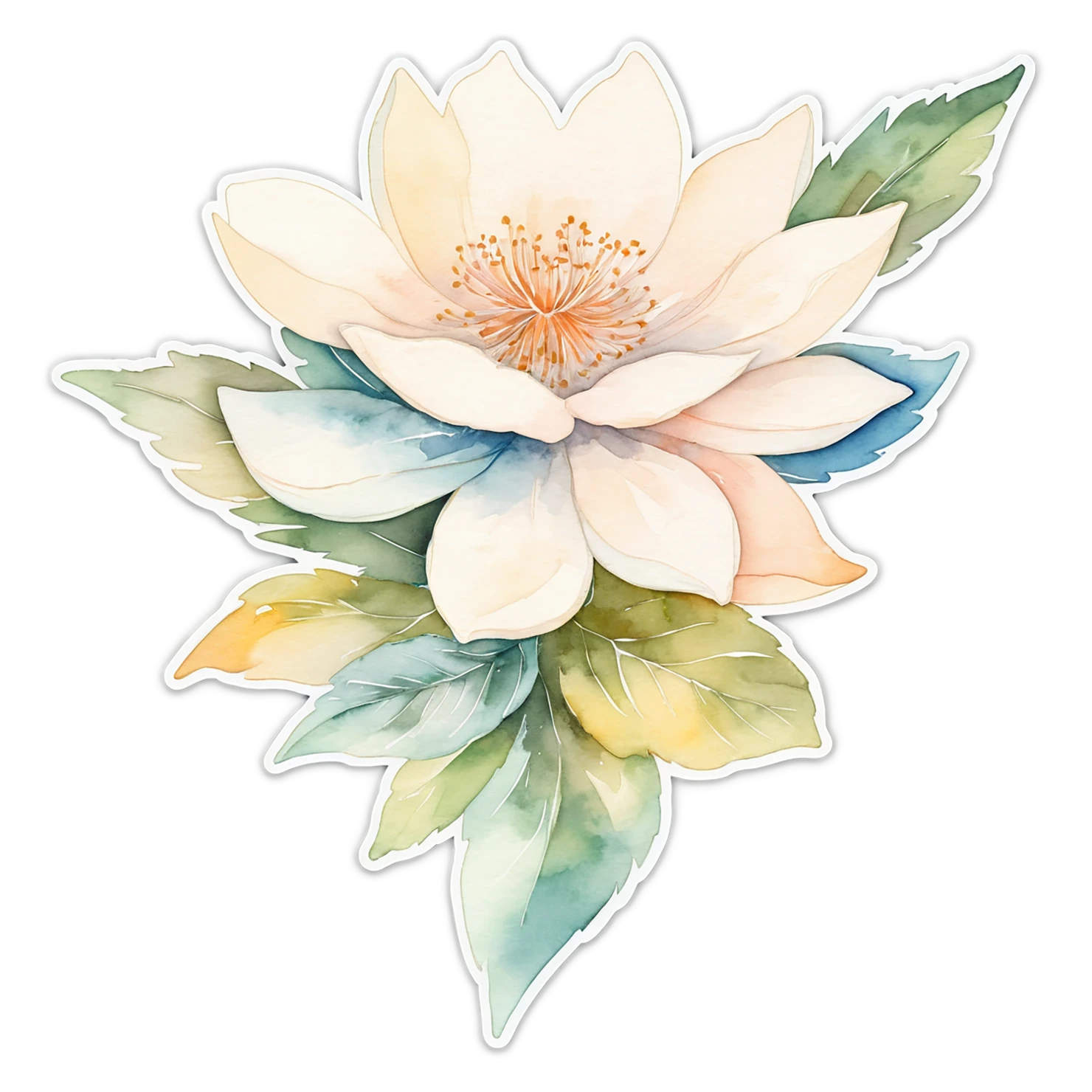 Floral watercolor sticker isolated on transparent background #16466