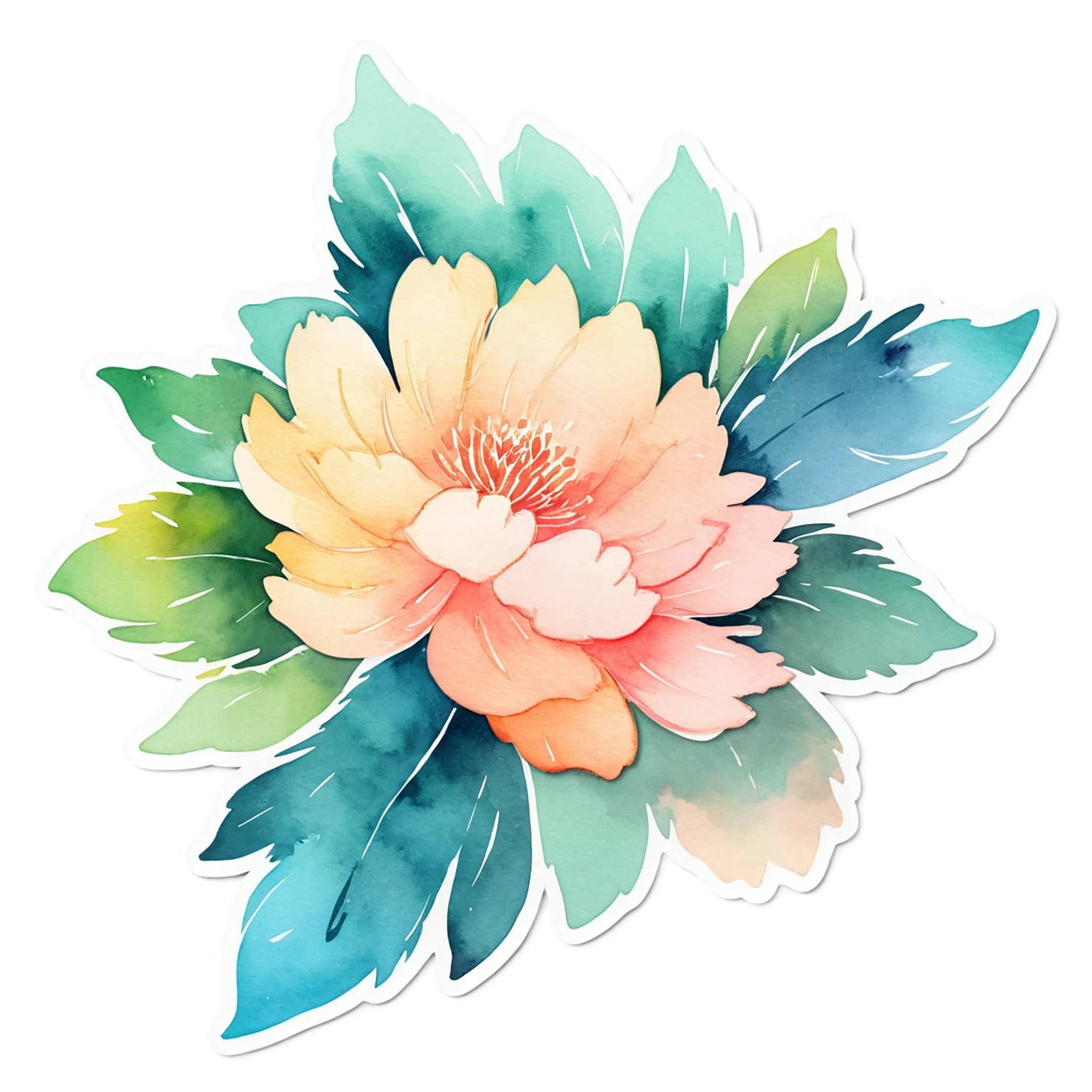 Floral watercolor sticker isolated on transparent background #16467