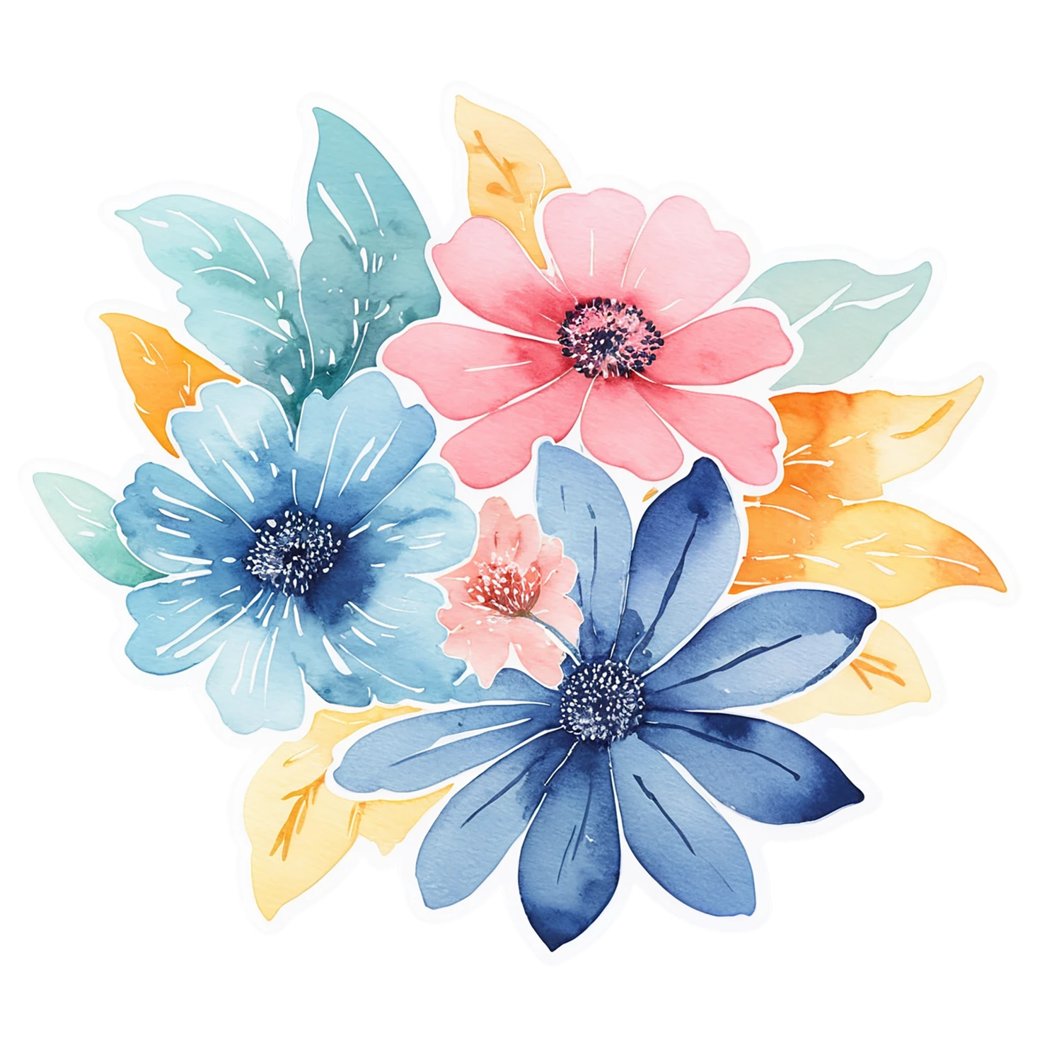 Floral watercolor sticker isolated on transparent background #16469