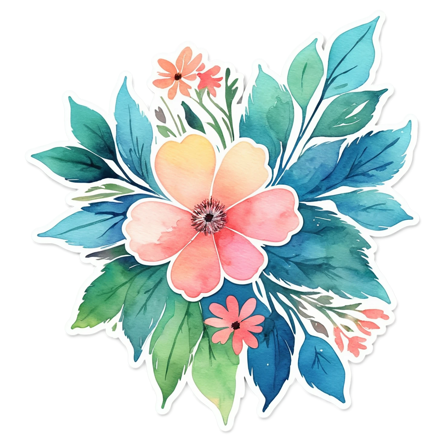 Floral watercolor sticker isolated on transparent background #16470