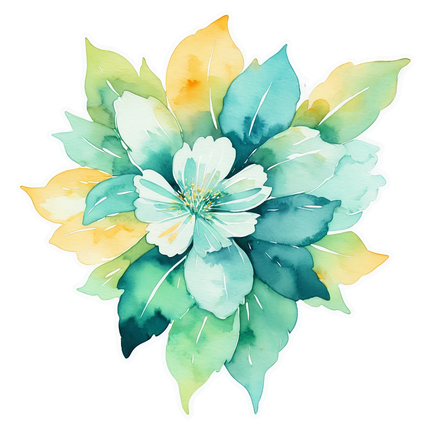 Floral watercolor sticker isolated on transparent background #16472