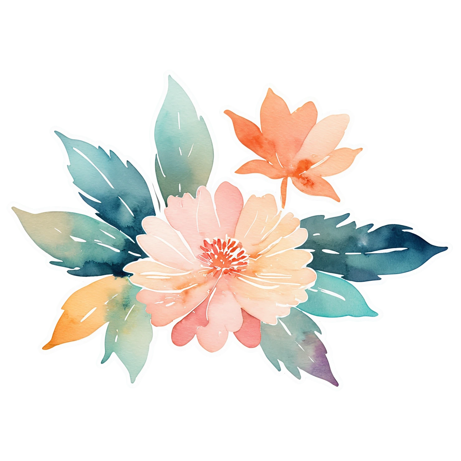 Floral watercolor sticker isolated on transparent background #16473