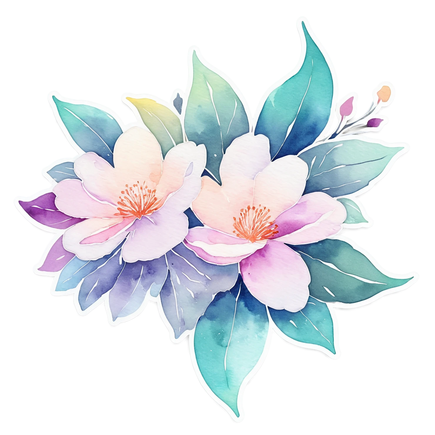 Floral watercolor sticker isolated on transparent background #16474