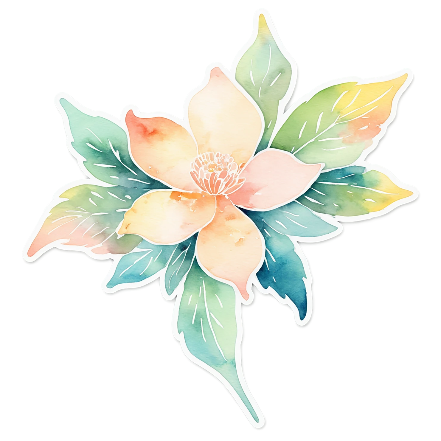 Floral watercolor sticker isolated on transparent background #16475
