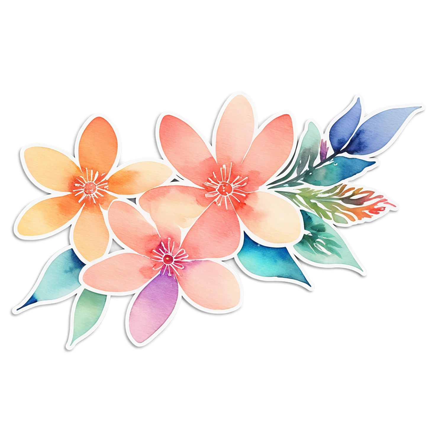 Floral watercolor sticker isolated on transparent background #16476