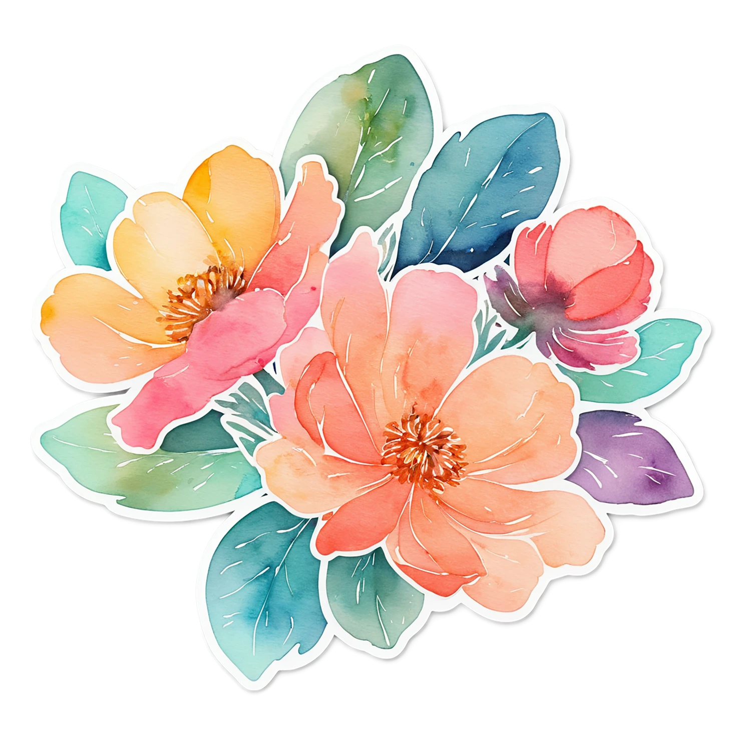 Floral watercolor sticker isolated on transparent background #16477