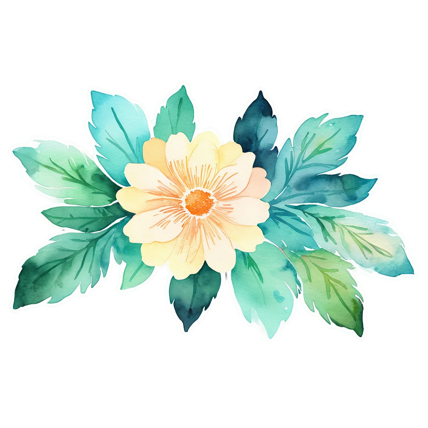 Floral watercolor sticker isolated on transparent background #16478