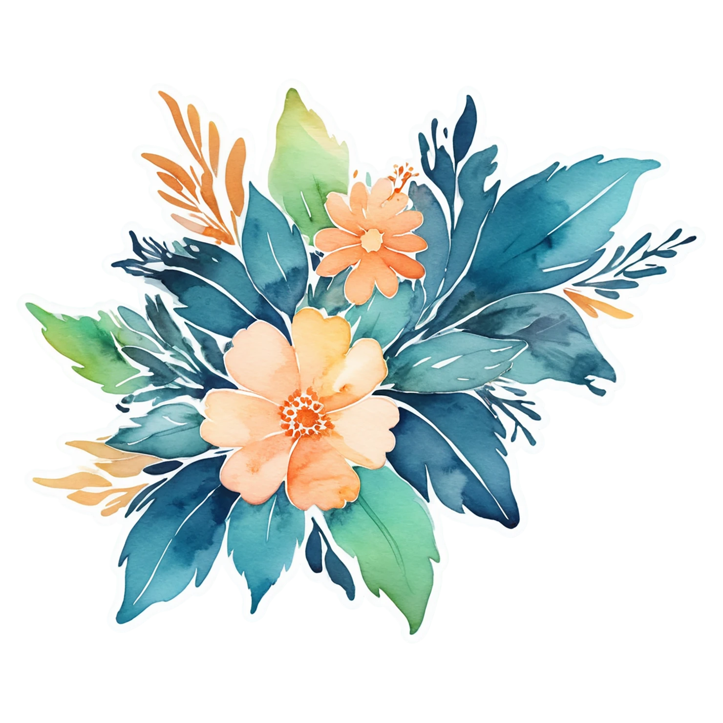 Floral watercolor sticker isolated on transparent background #16479