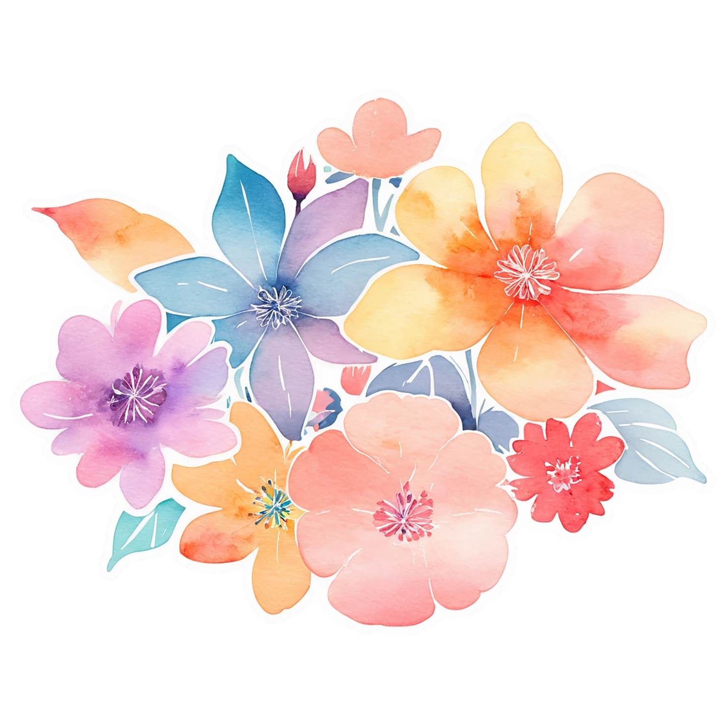 Floral watercolor sticker isolated on transparent background #16481