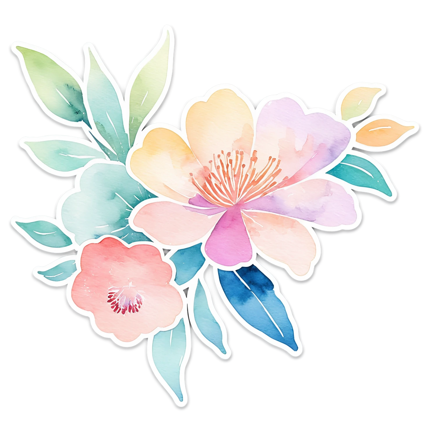 Floral watercolor sticker isolated on transparent background #16482