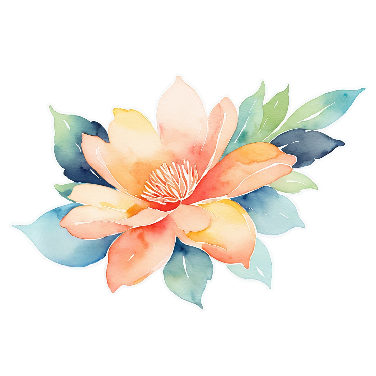 Floral watercolor sticker isolated on transparent background #16485