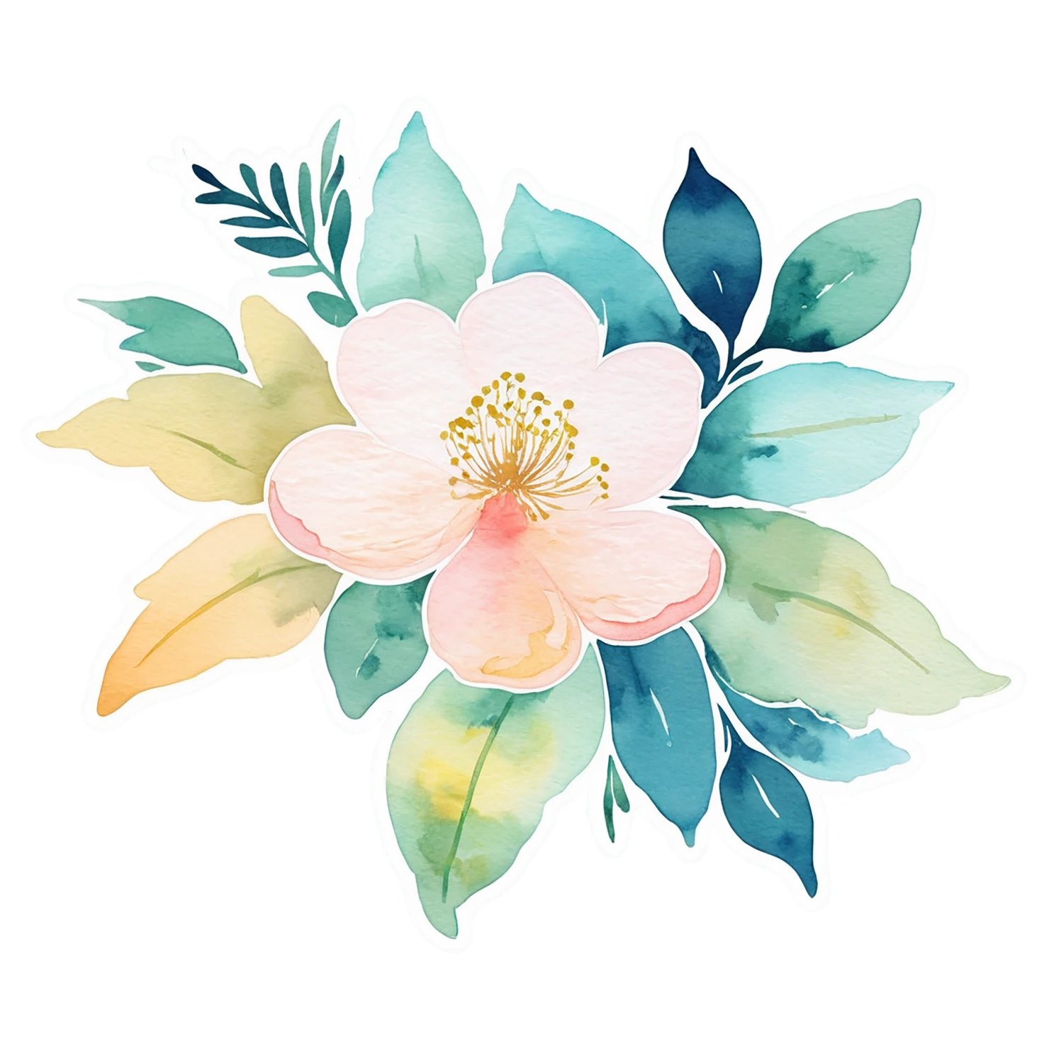Floral watercolor sticker isolated on transparent background #16486