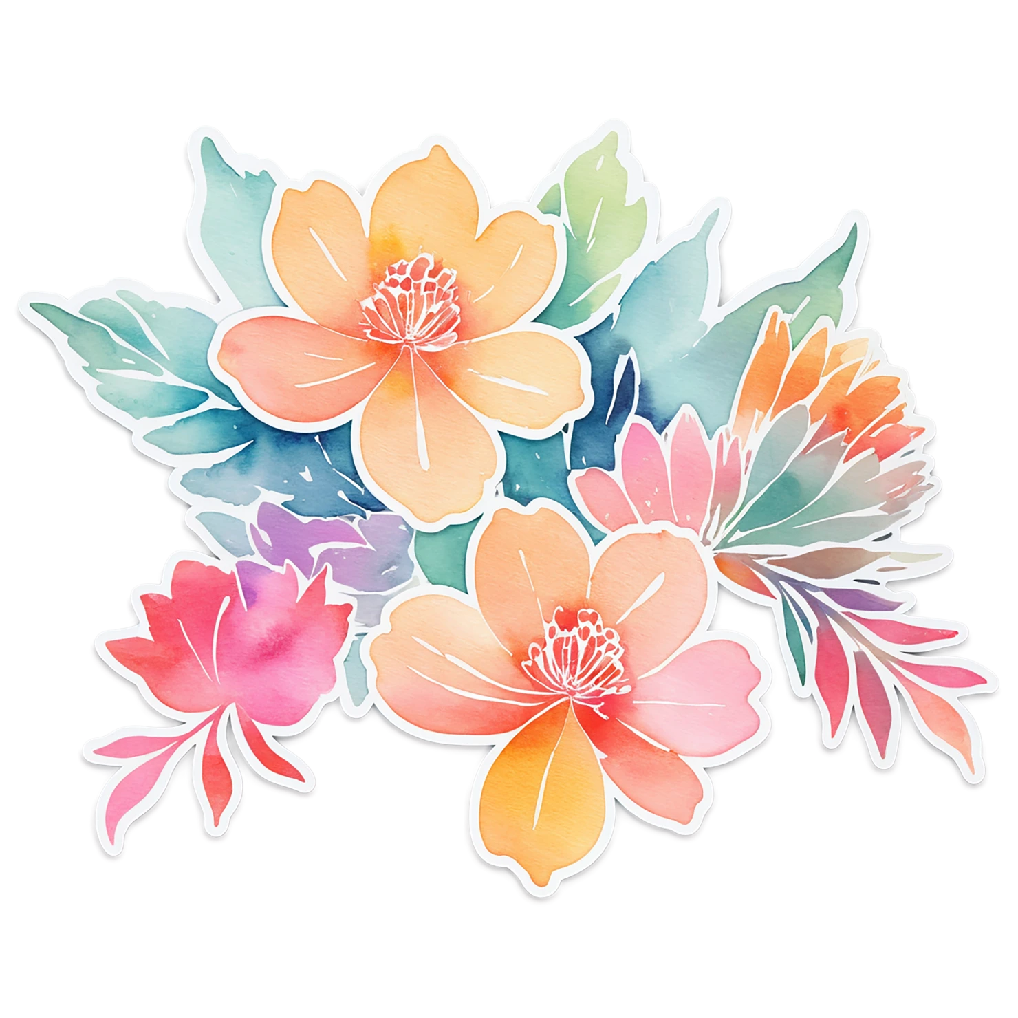 Floral watercolor sticker isolated on transparent background #16488