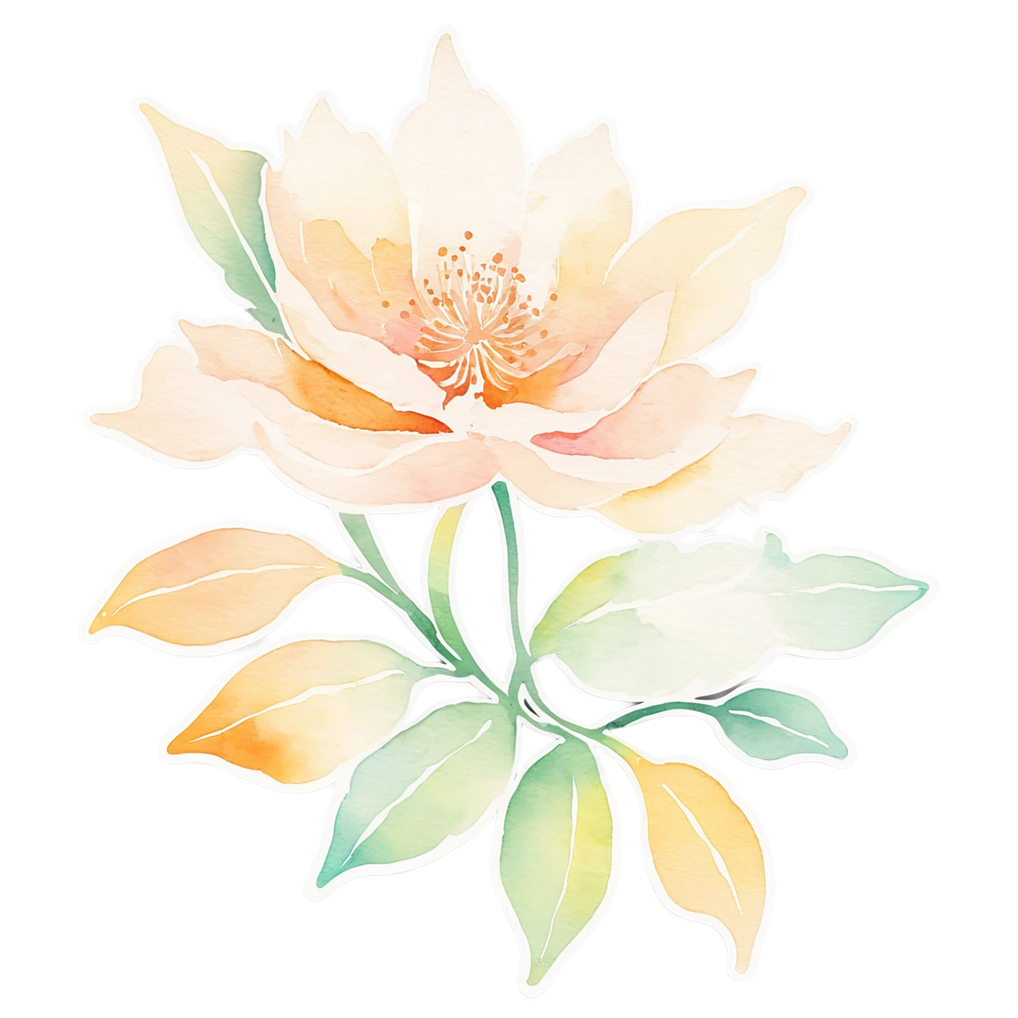 Floral watercolor sticker isolated on transparent background #16489