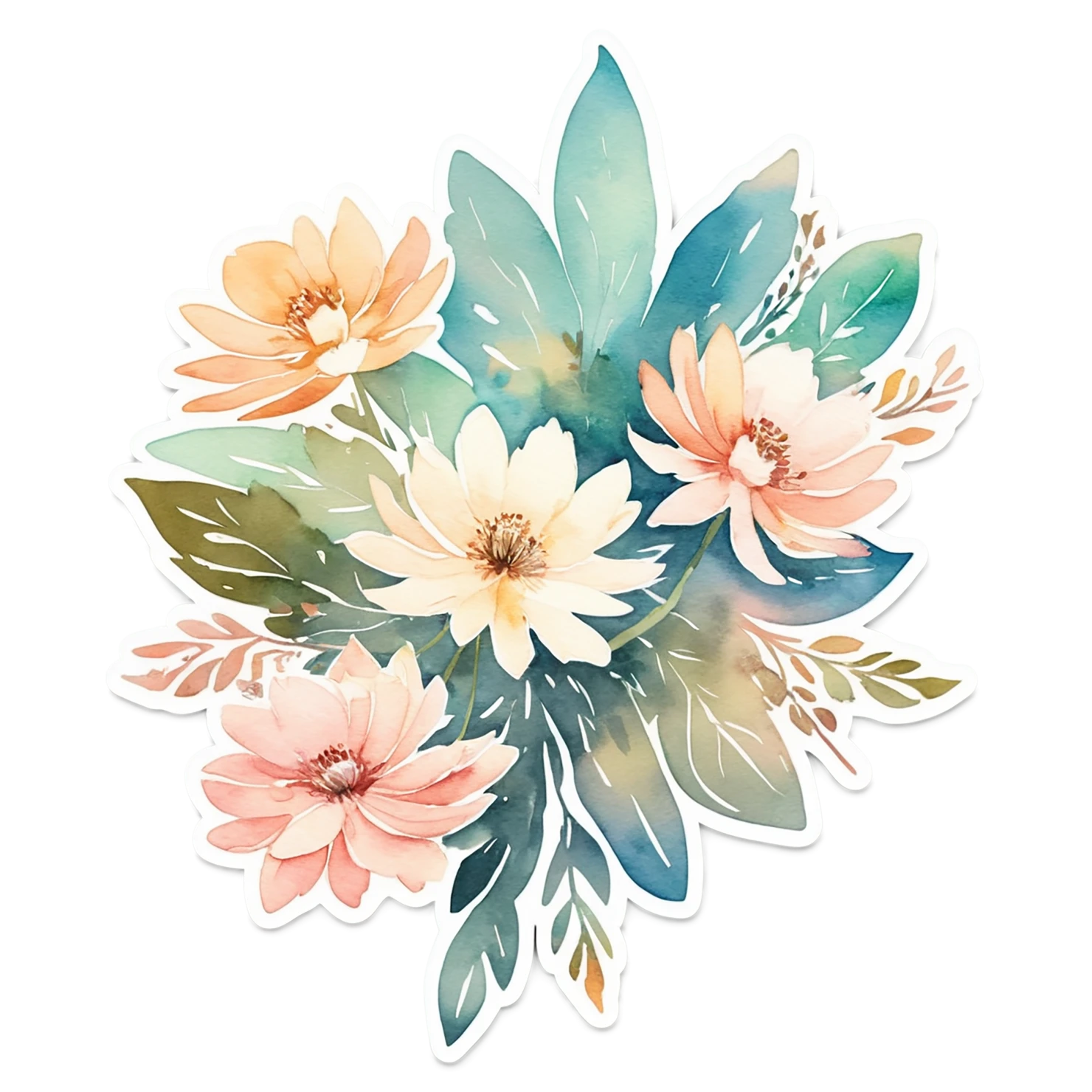 Floral watercolor sticker isolated on transparent background #16490