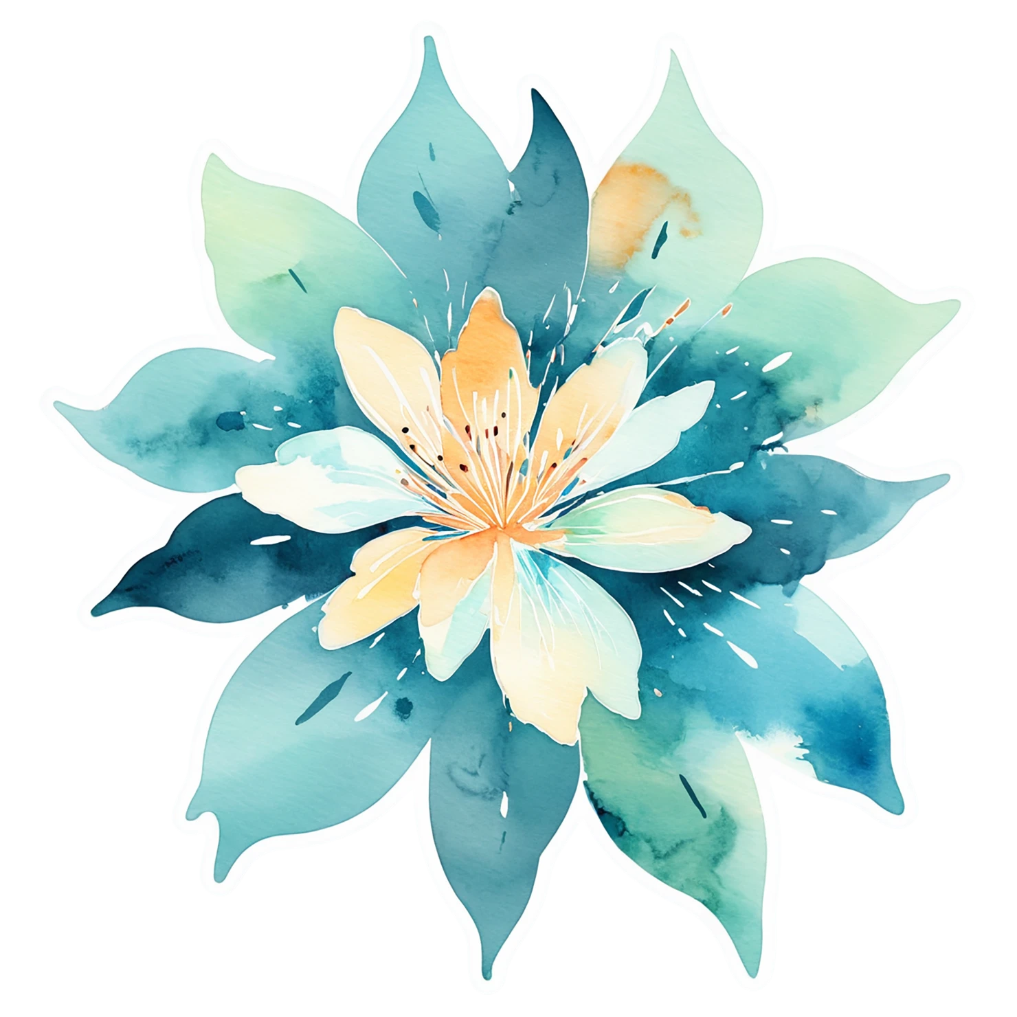 Floral watercolor sticker isolated on transparent background #16492