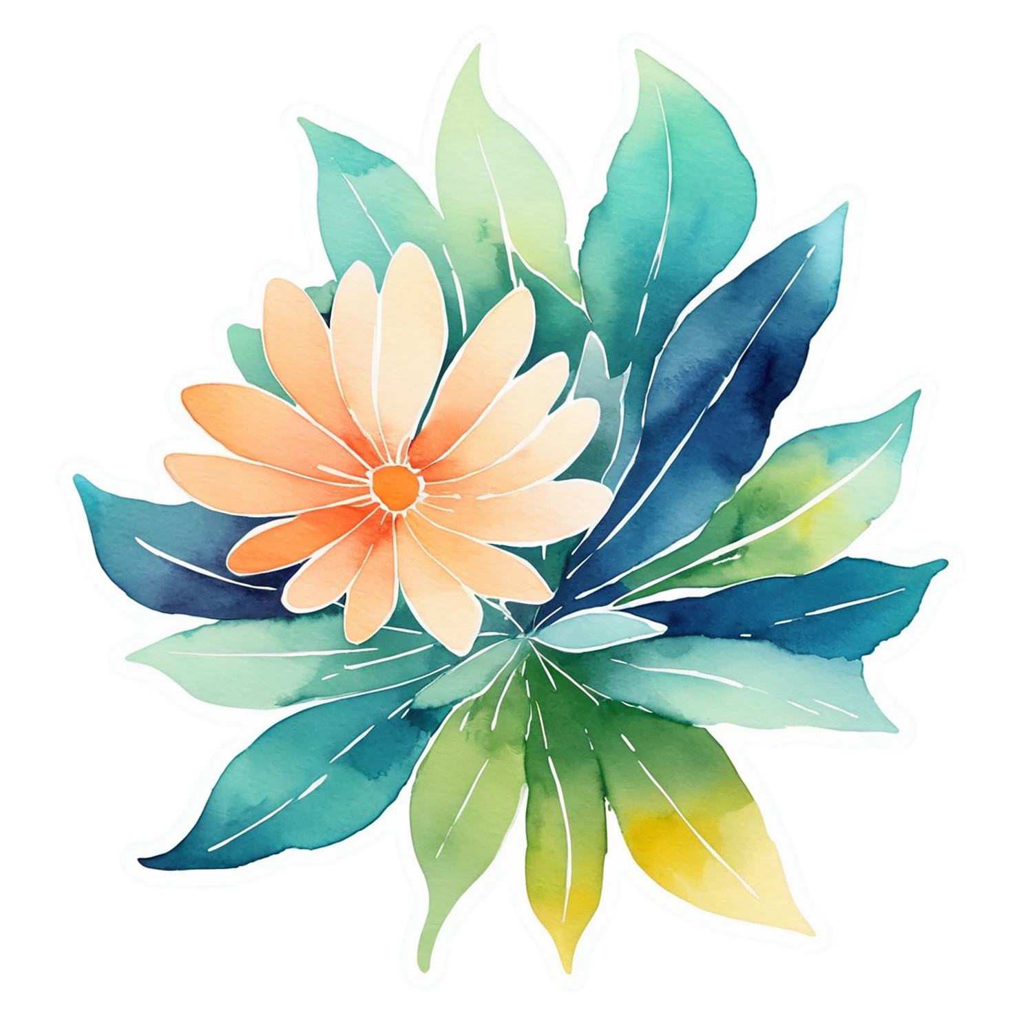 Floral watercolor sticker isolated on transparent background #16493