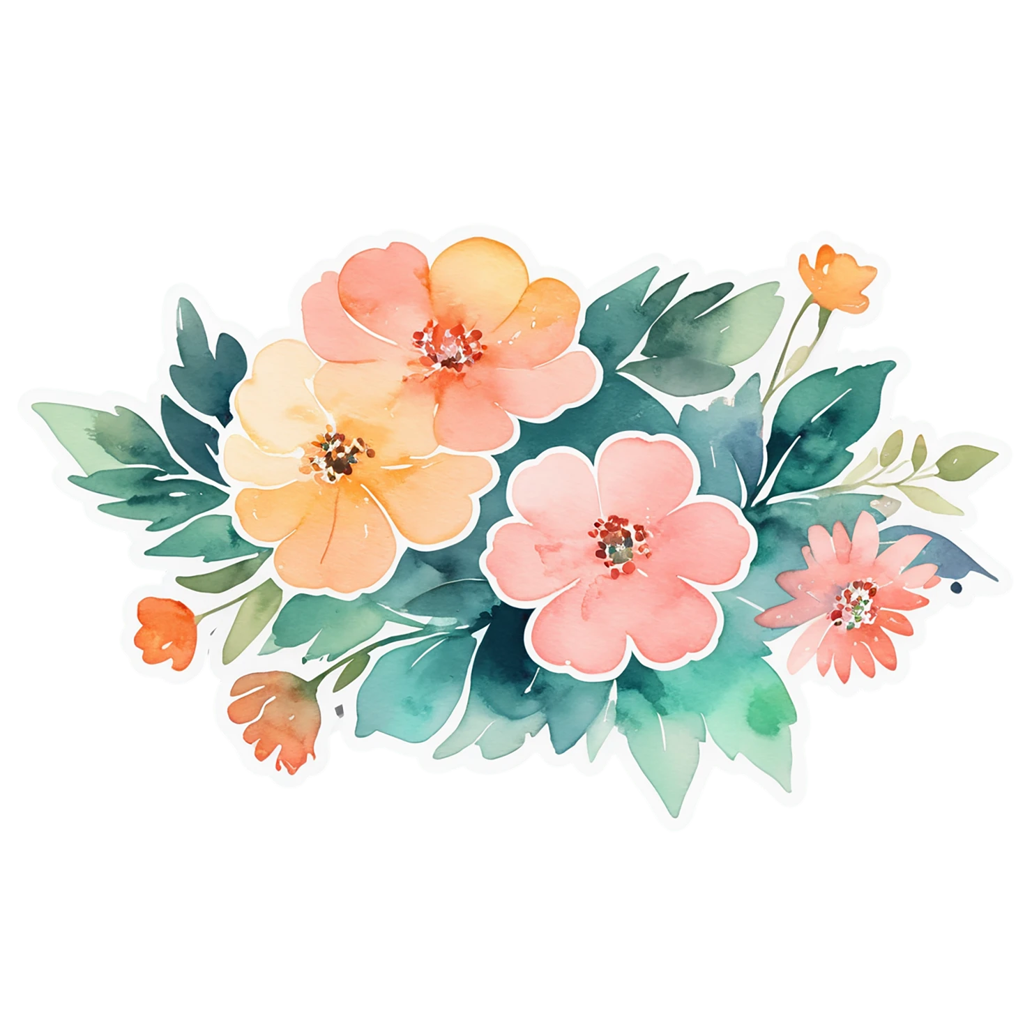Floral watercolor sticker isolated on transparent background #16495