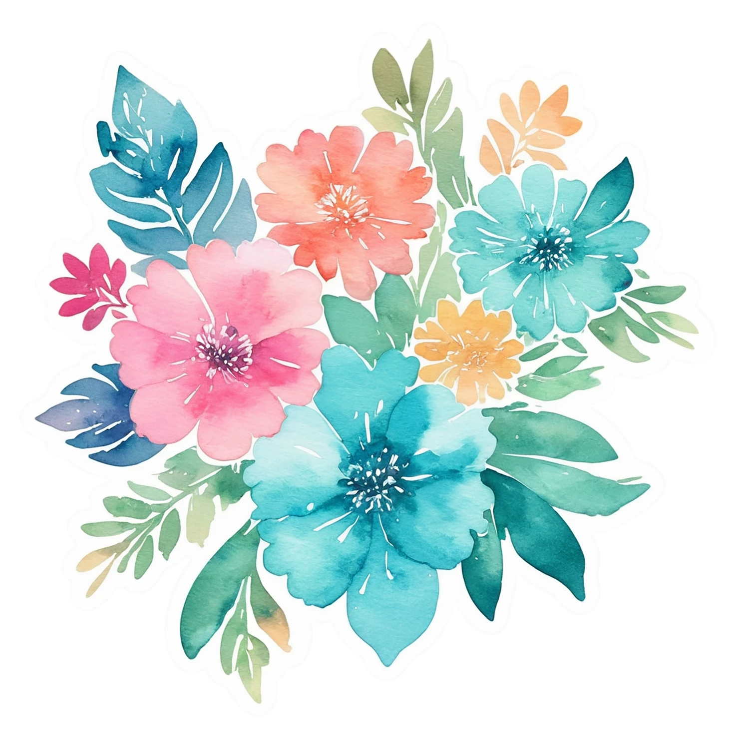 Floral watercolor sticker isolated on transparent background #16496