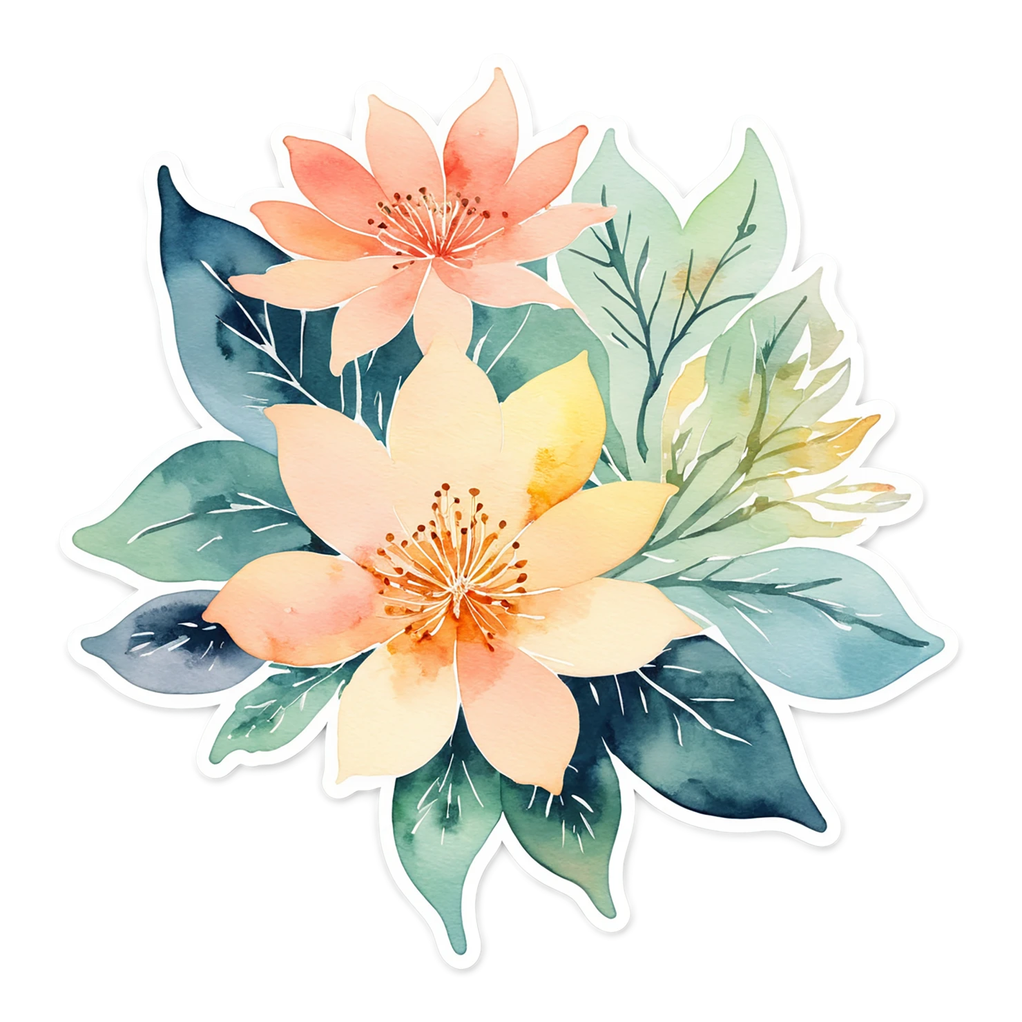Floral watercolor sticker isolated on transparent background #16497