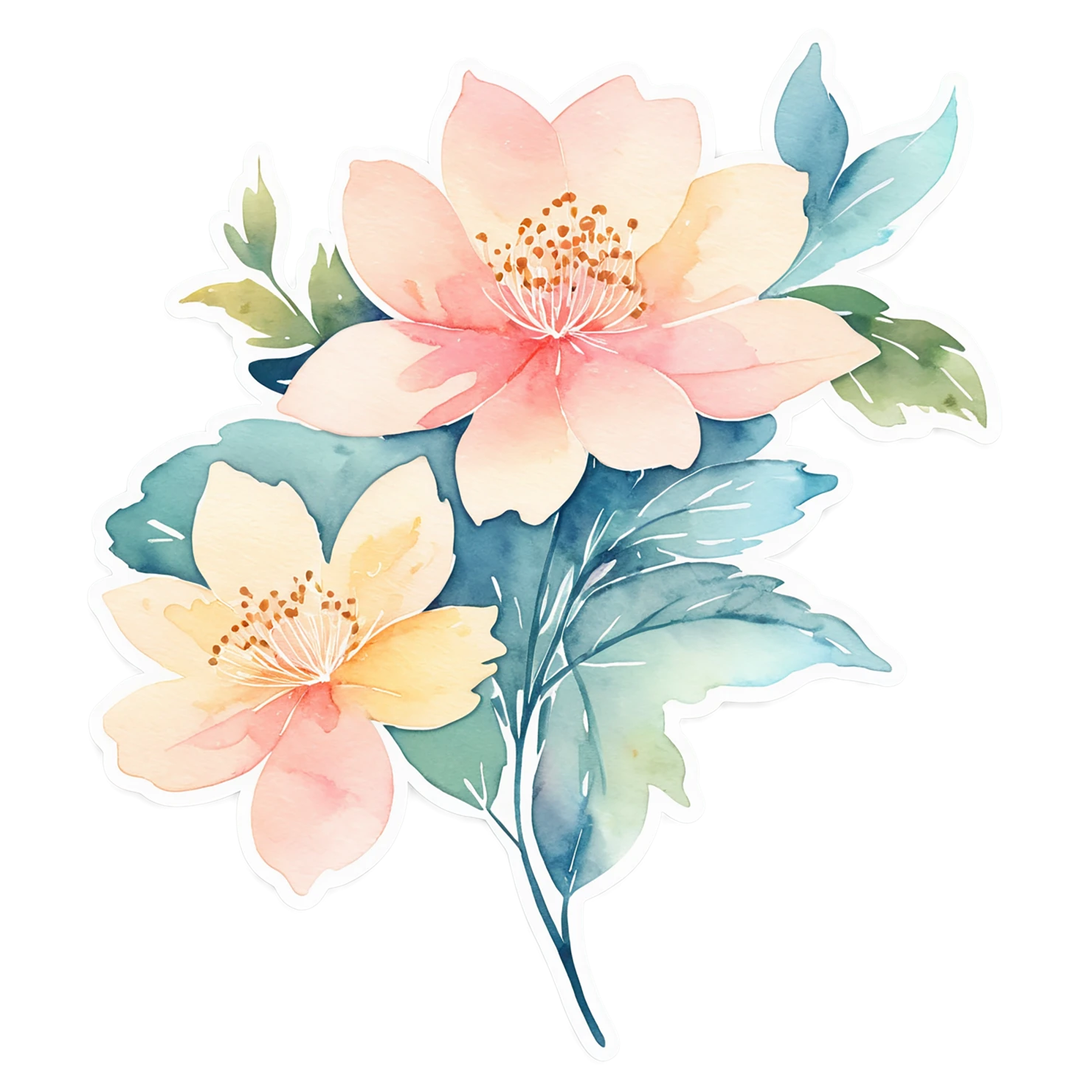Floral watercolor sticker isolated on transparent background #16498