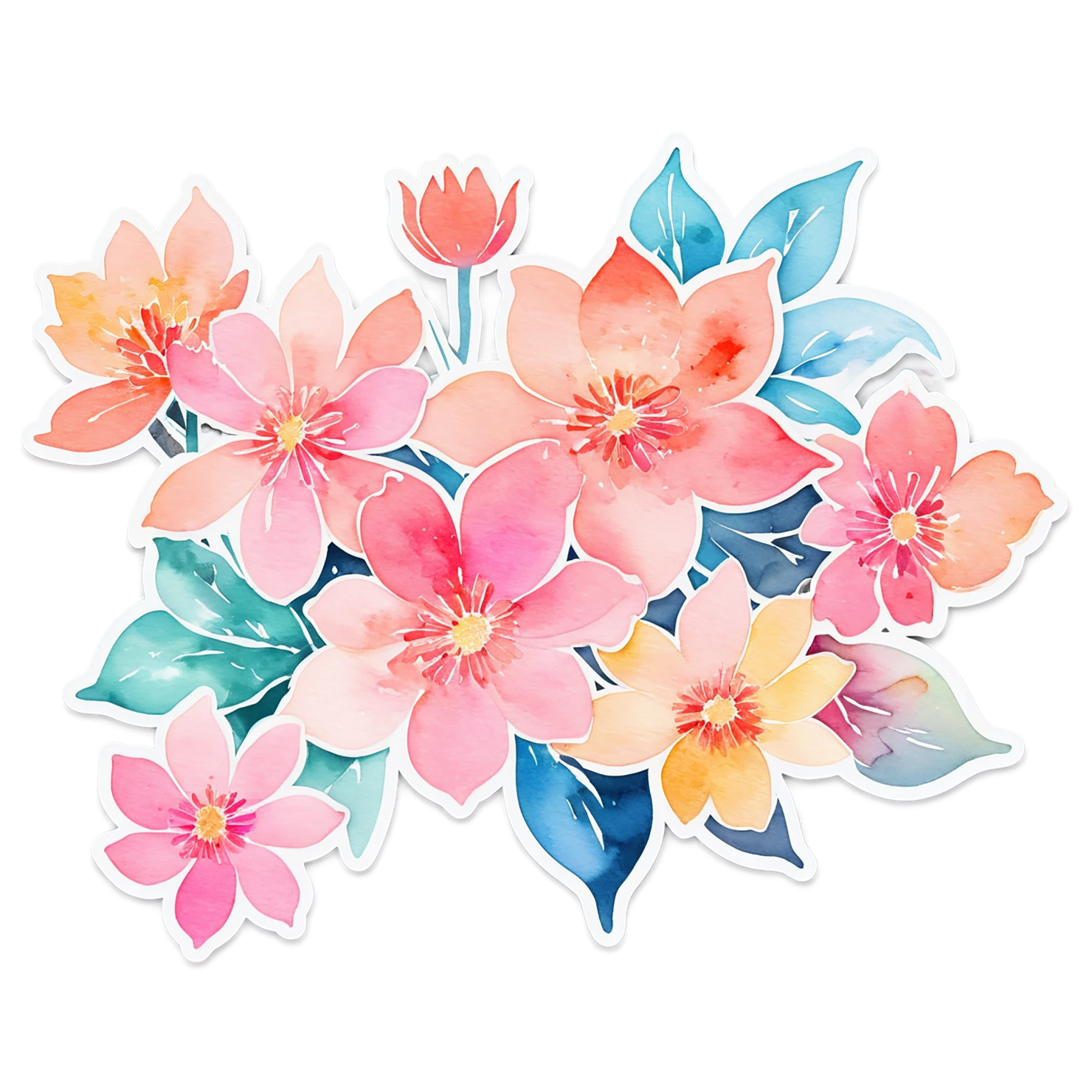 Floral watercolor sticker isolated on transparent background #16501