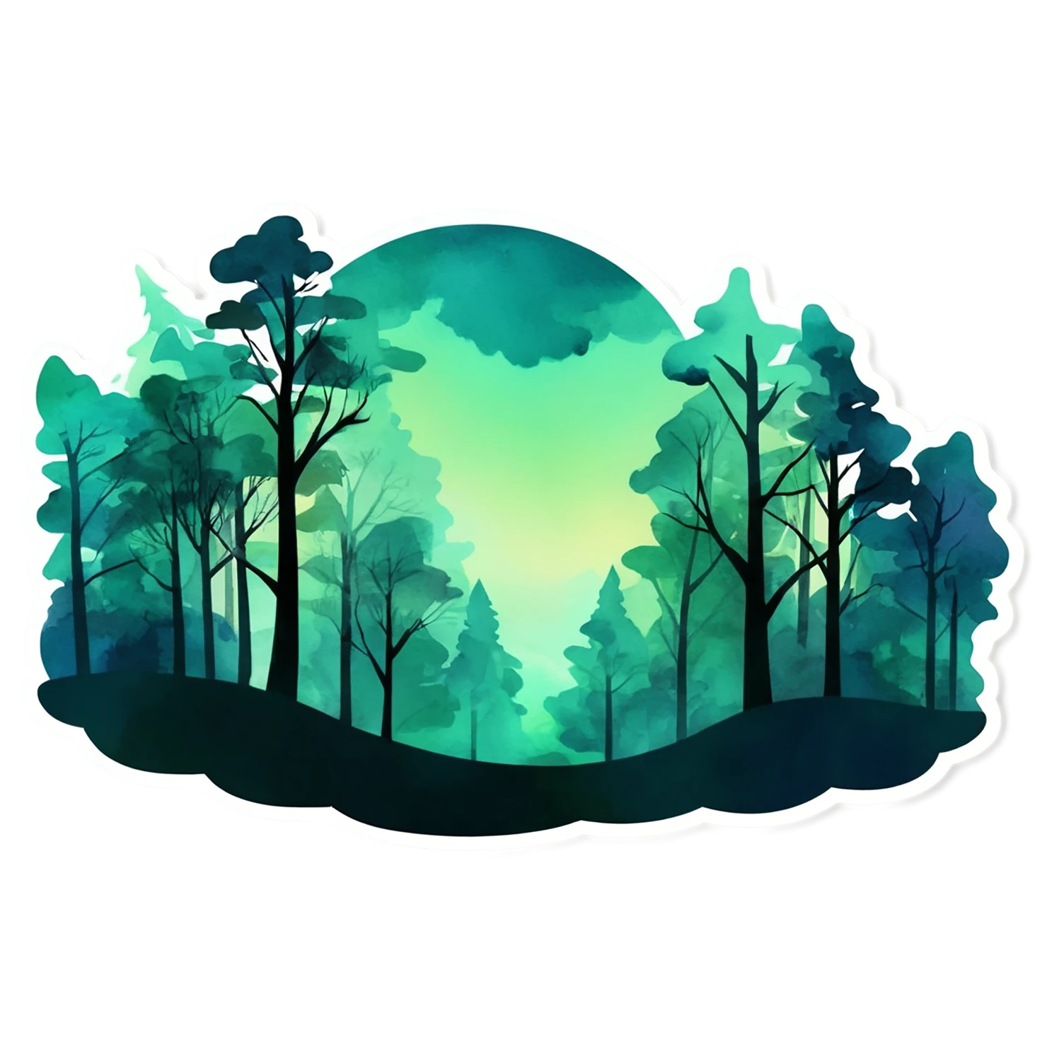Forest watercolor sticker isolated on transparent background #16502