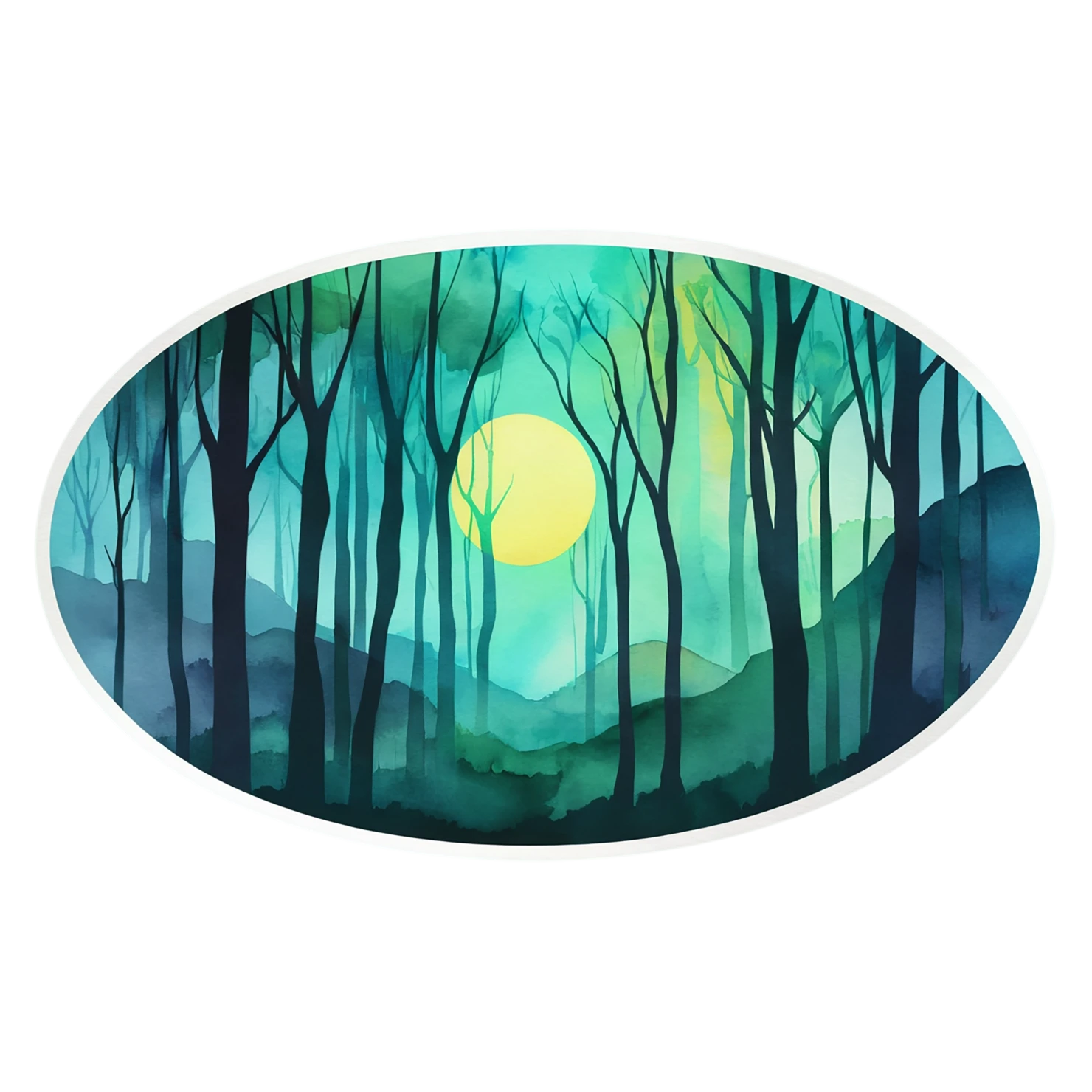 Forest watercolor sticker isolated on transparent background #16503