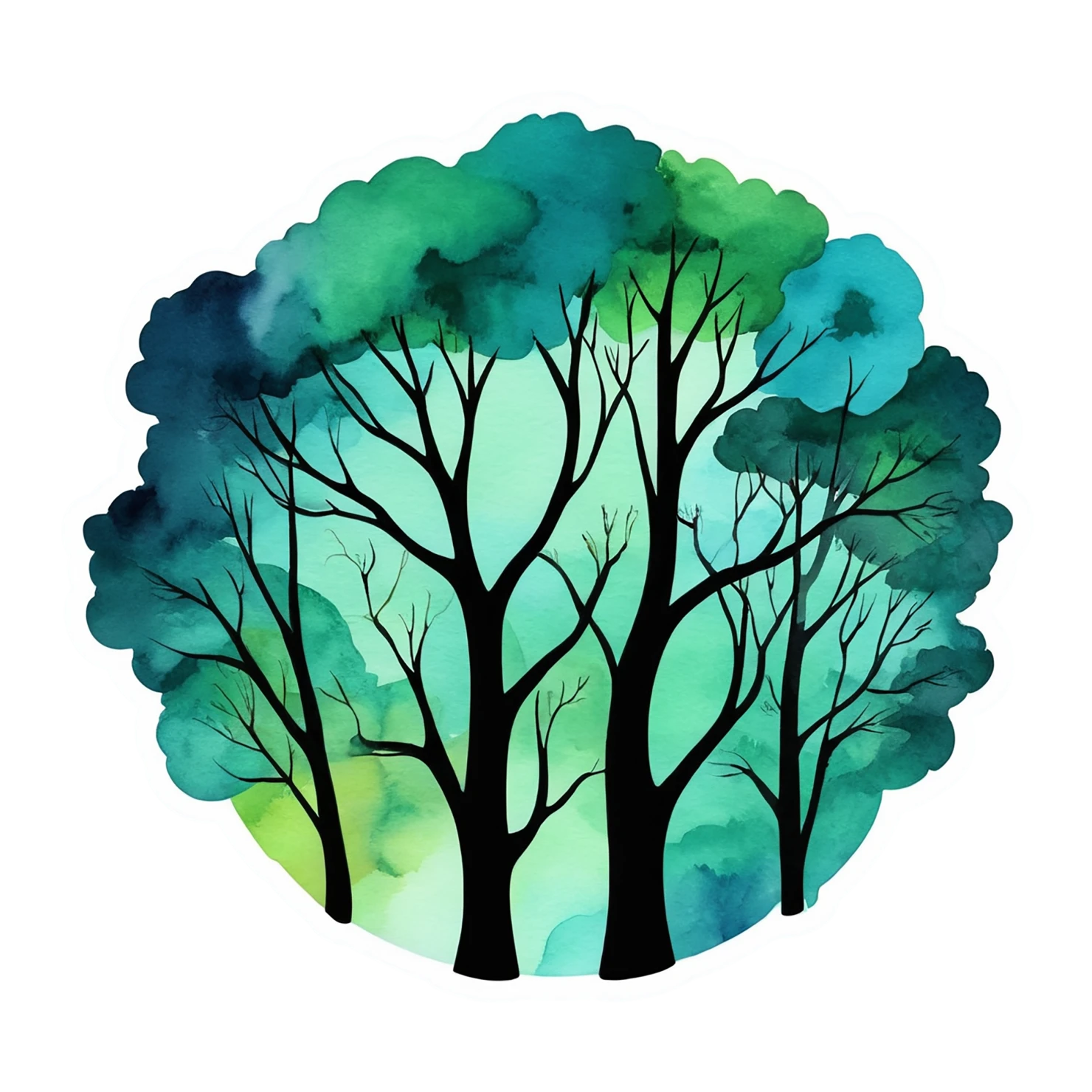 Forest watercolor sticker isolated on transparent background #16505
