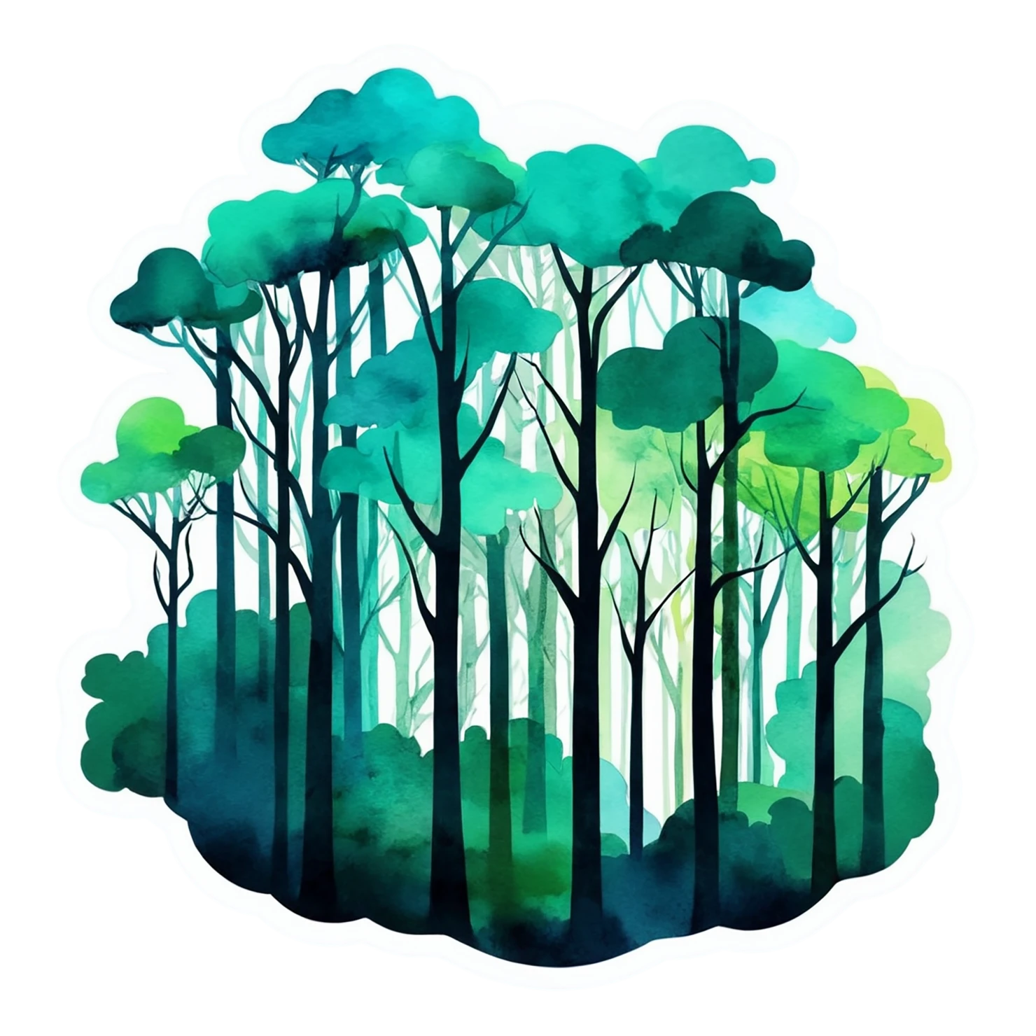 Forest watercolor sticker isolated on transparent background #16506